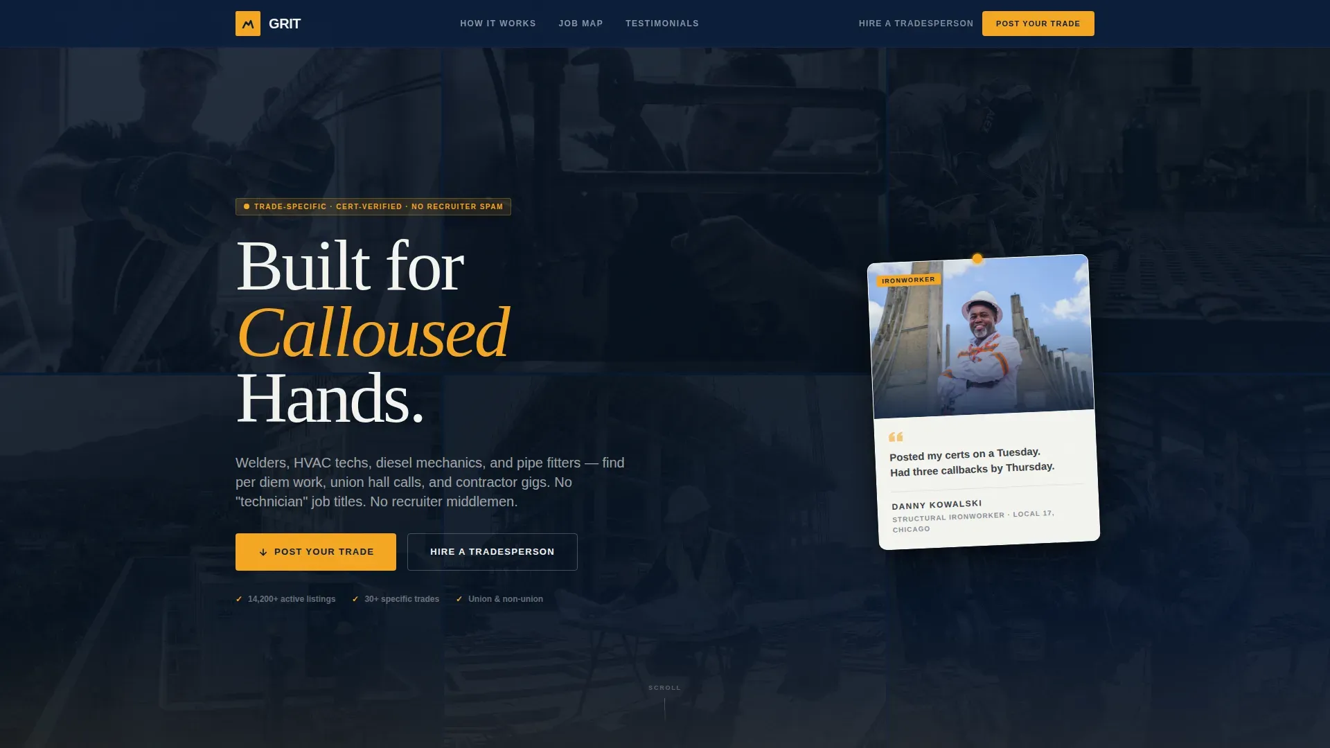 Trade Job Board Landing Page Template