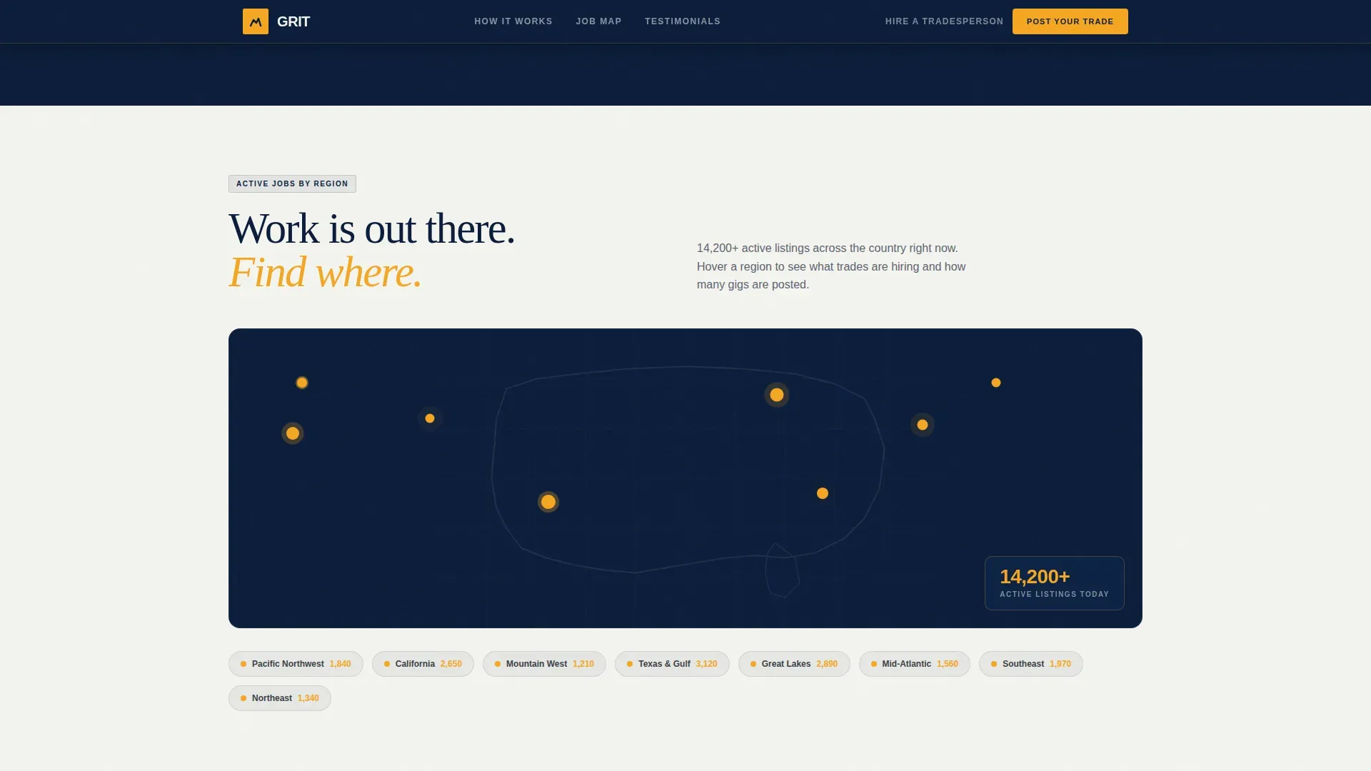Trade Job Board Landing Page Template