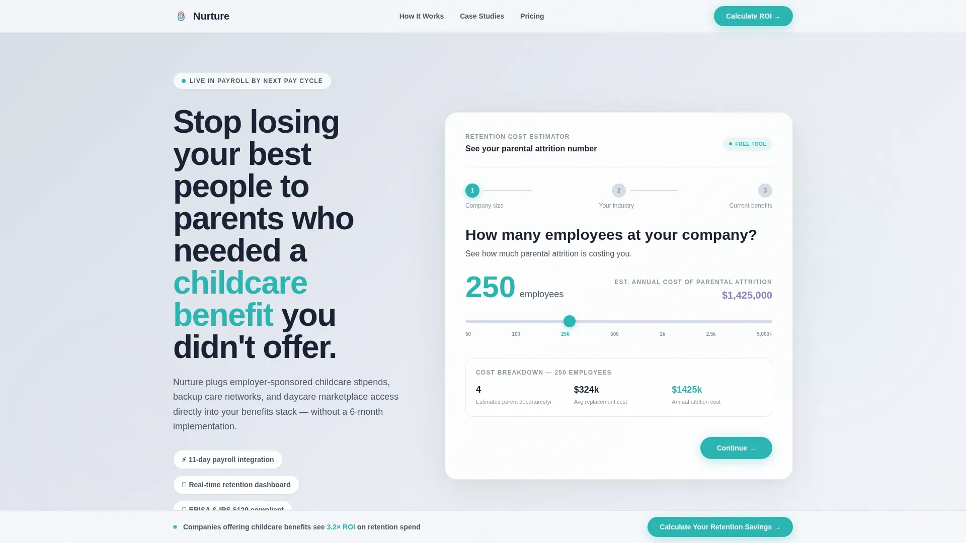 Employee Wellness & Benefits Cost Calculator Website Template