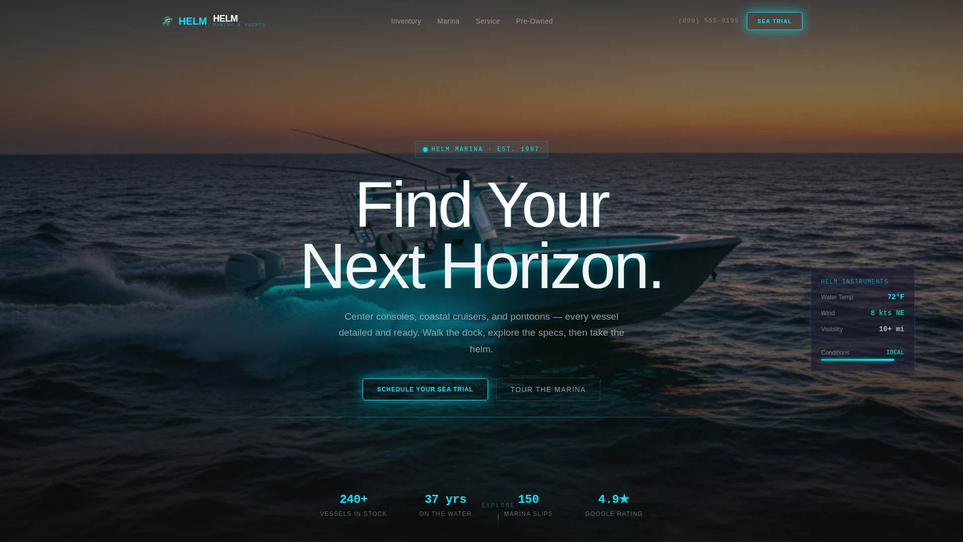 Cinematic Boat Dealer & Marina Landing Page Template