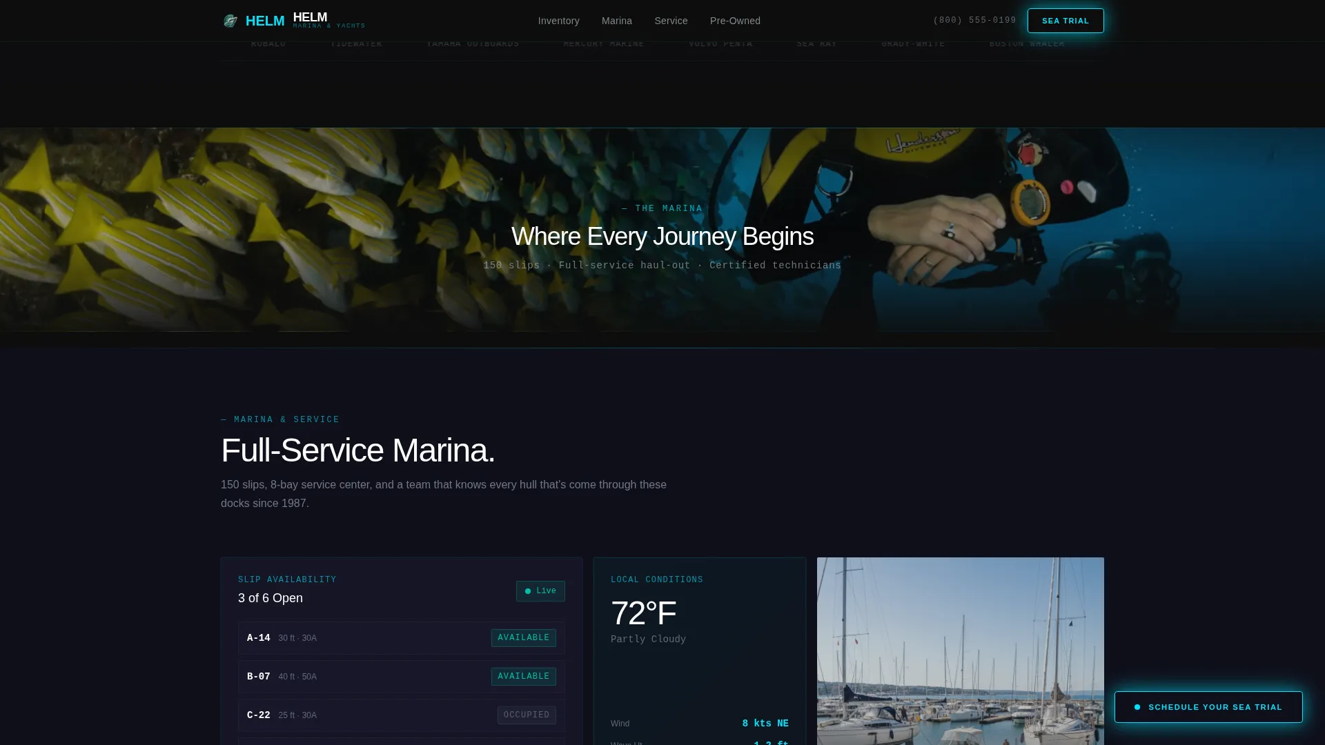 Cinematic Boat Dealer & Marina Landing Page Template