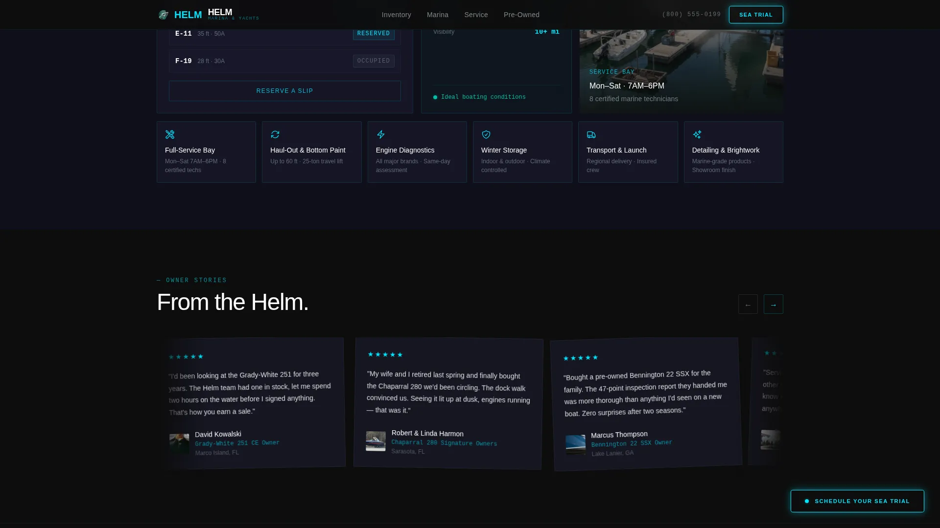Cinematic Boat Dealer & Marina Landing Page Template