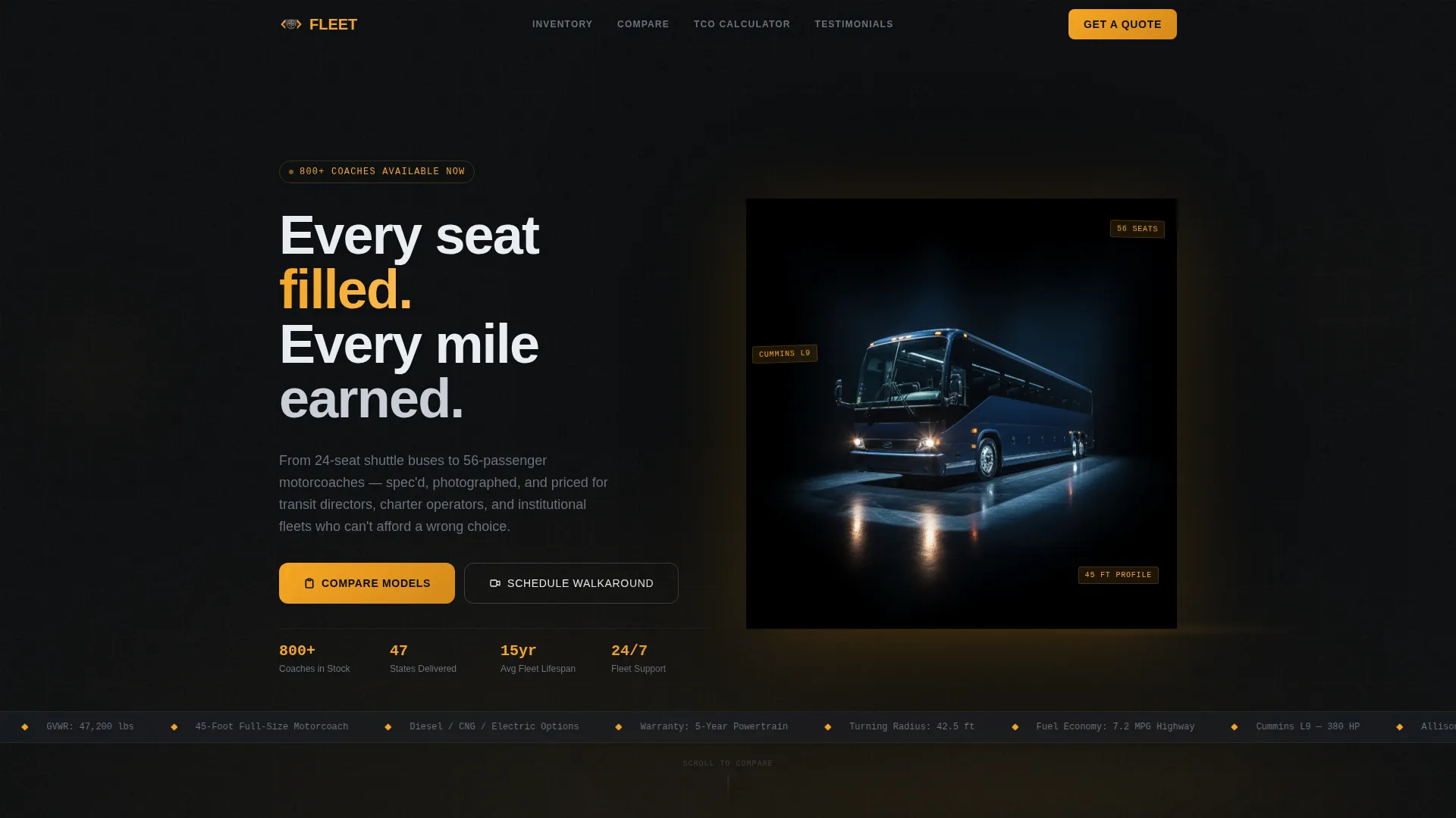 Immersive Bus & Coach Dealer Landing Page Template