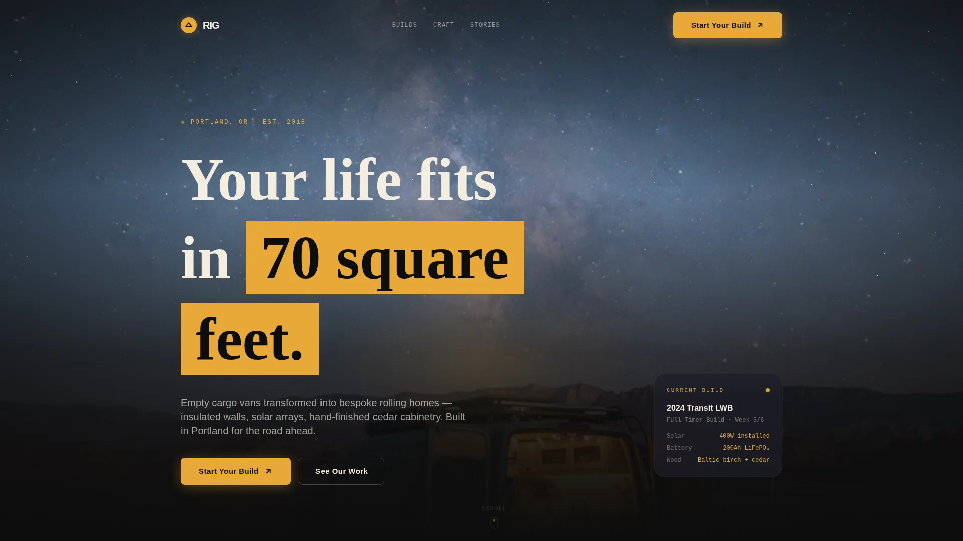 Camper Van Conversion Gallery Landing Page Template