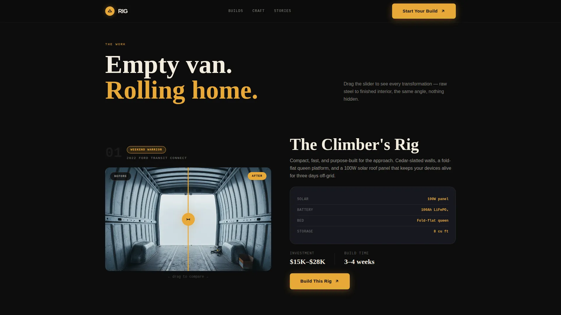 Camper Van Conversion Gallery Landing Page Template
