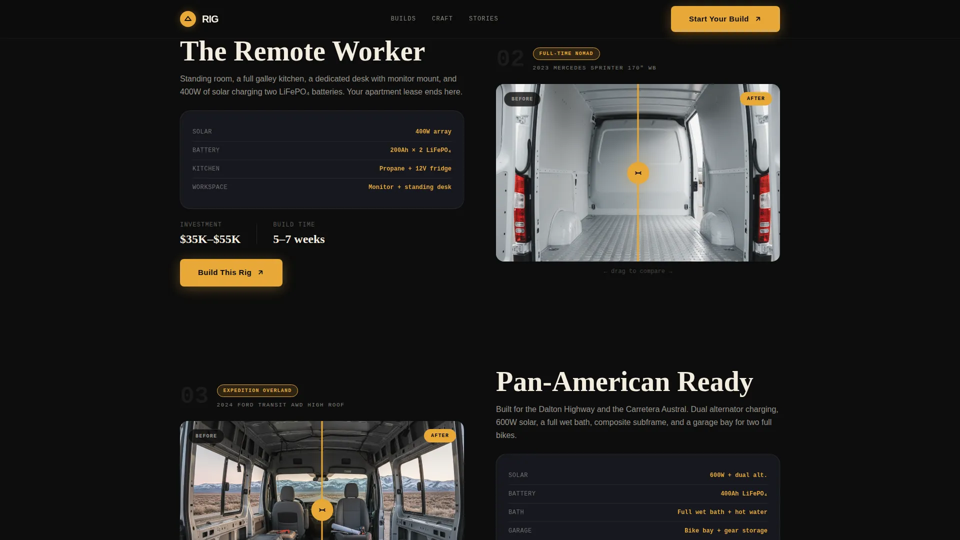 Camper Van Conversion Gallery Landing Page Template