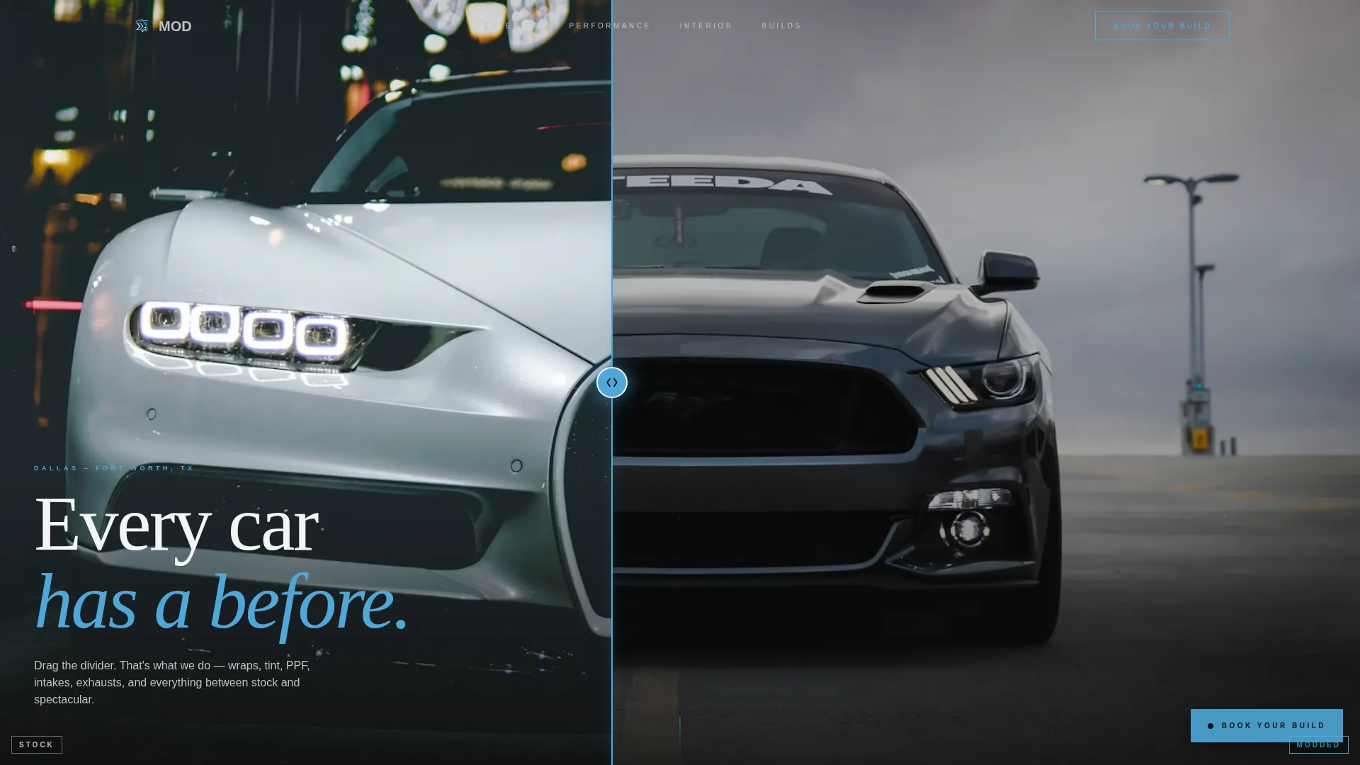 Cinematic Aftermarket Shop Landing Page Template