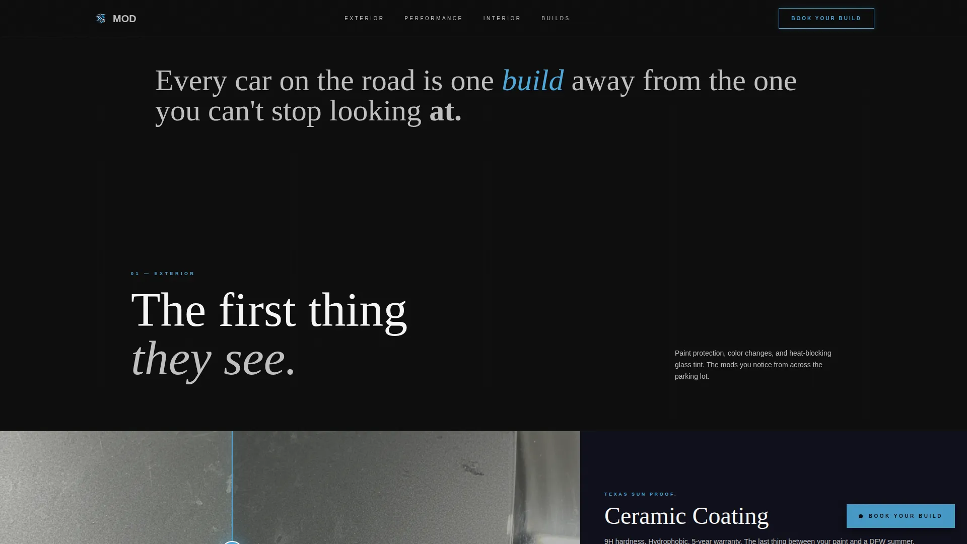 Cinematic Aftermarket Shop Landing Page Template