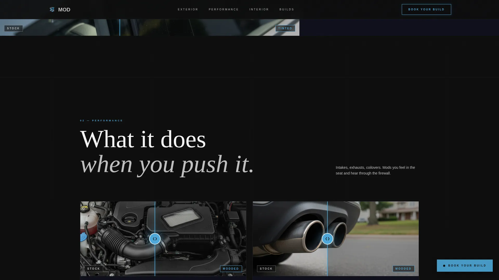 Cinematic Aftermarket Shop Landing Page Template
