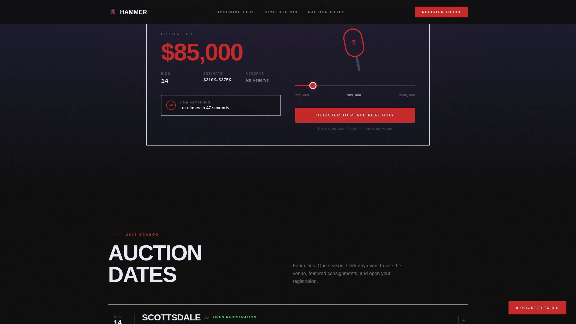 Car Auction Landing Page Template | Cinematic Dark