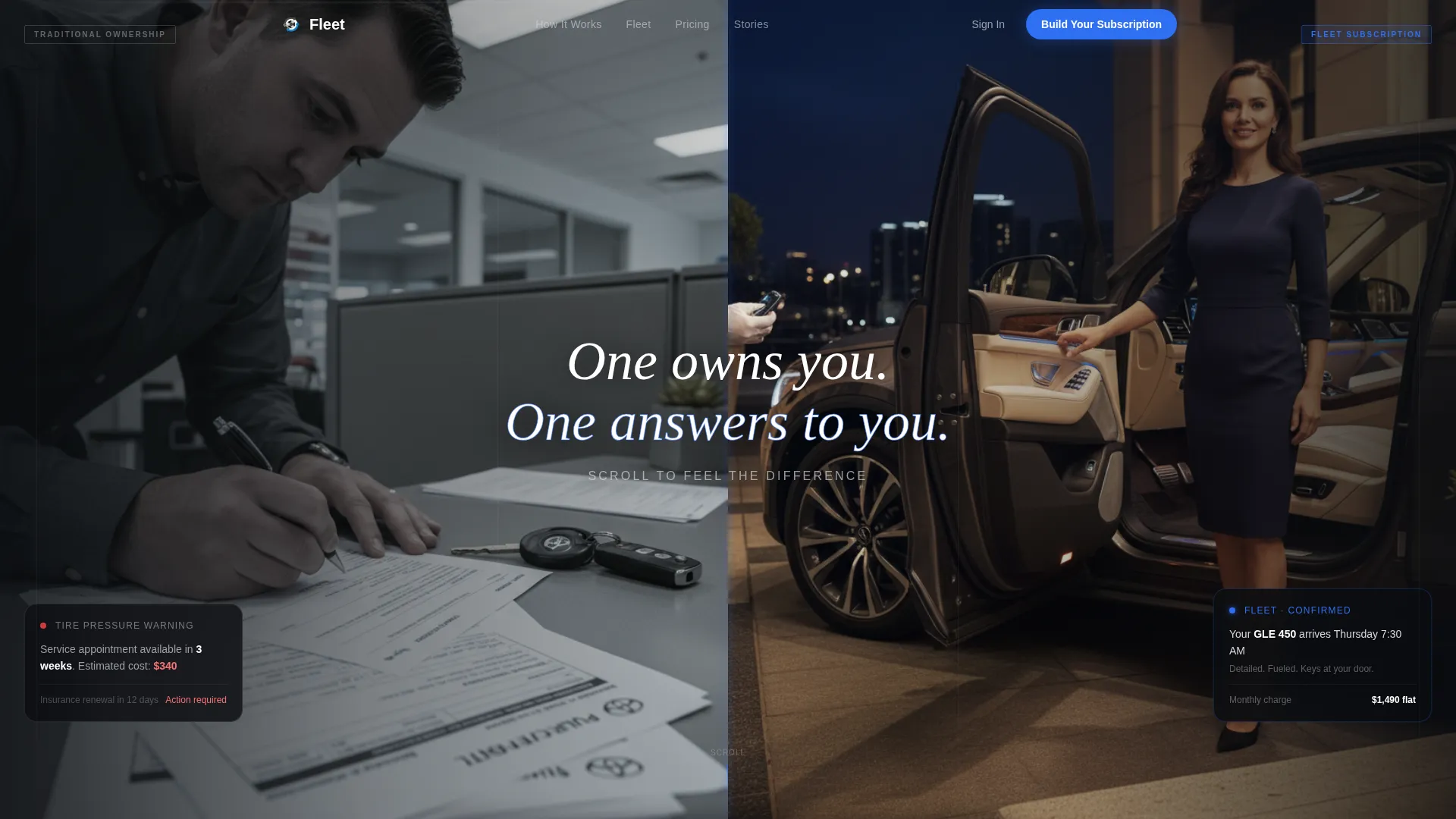 Cinematic Car Subscription Landing Page Template