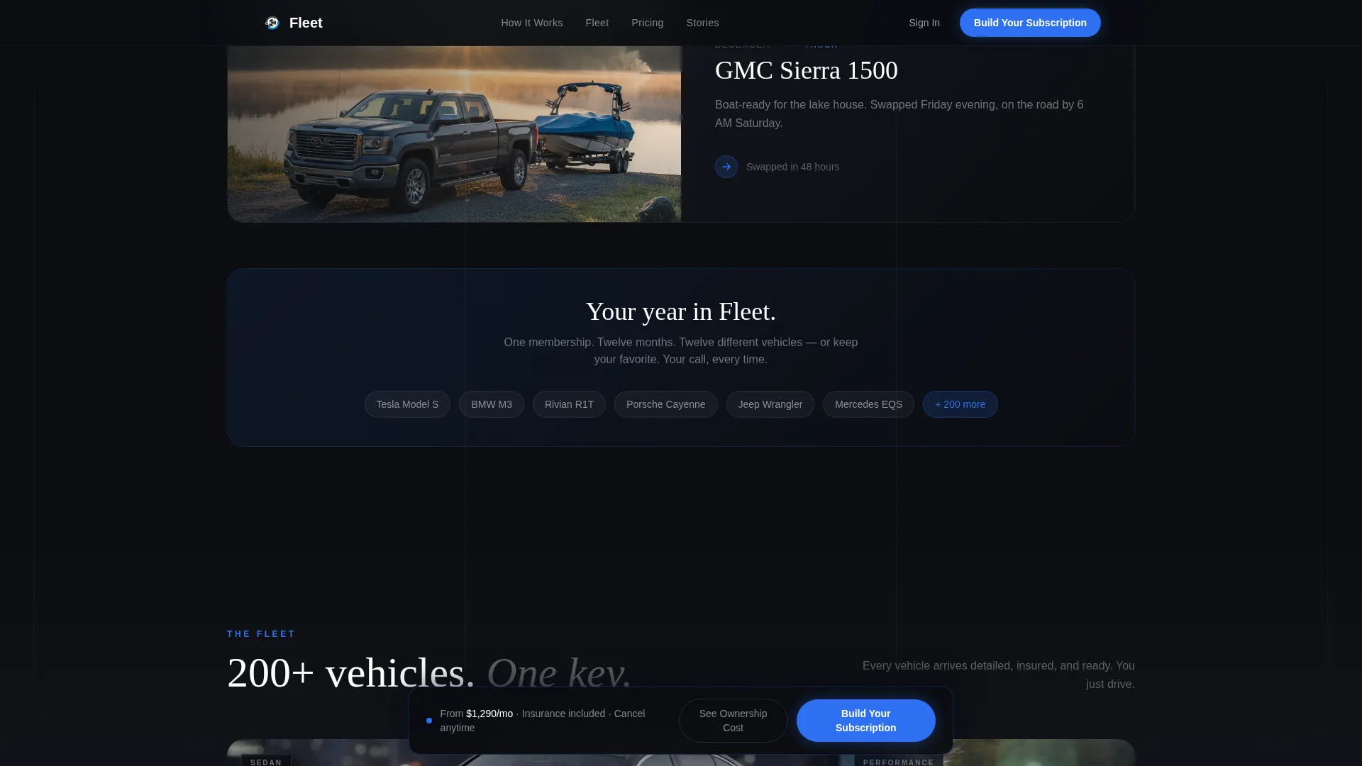 Cinematic Car Subscription Landing Page Template