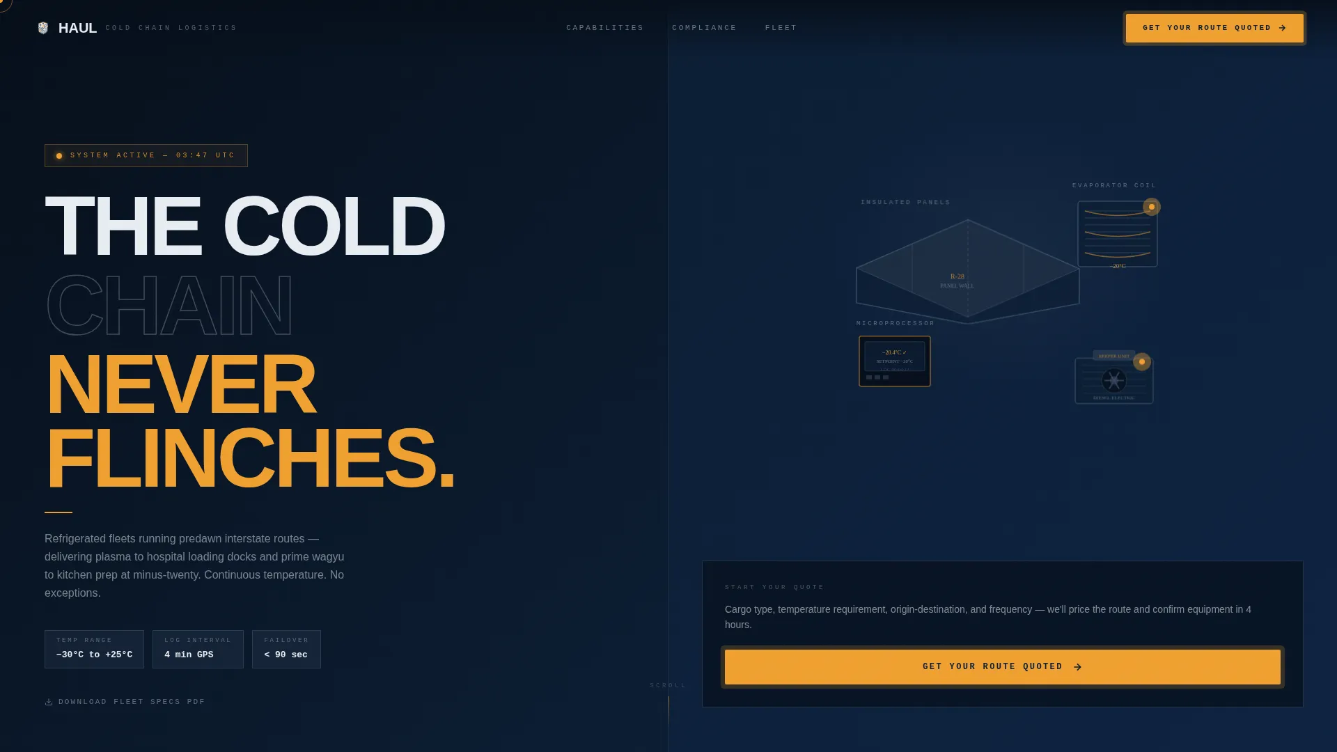 Cold Chain Refrigerated Transport Landing Page Template