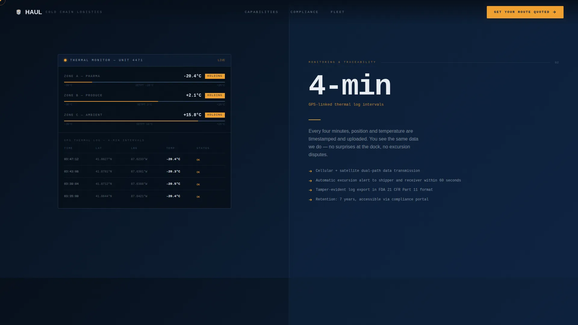 Cold Chain Refrigerated Transport Landing Page Template