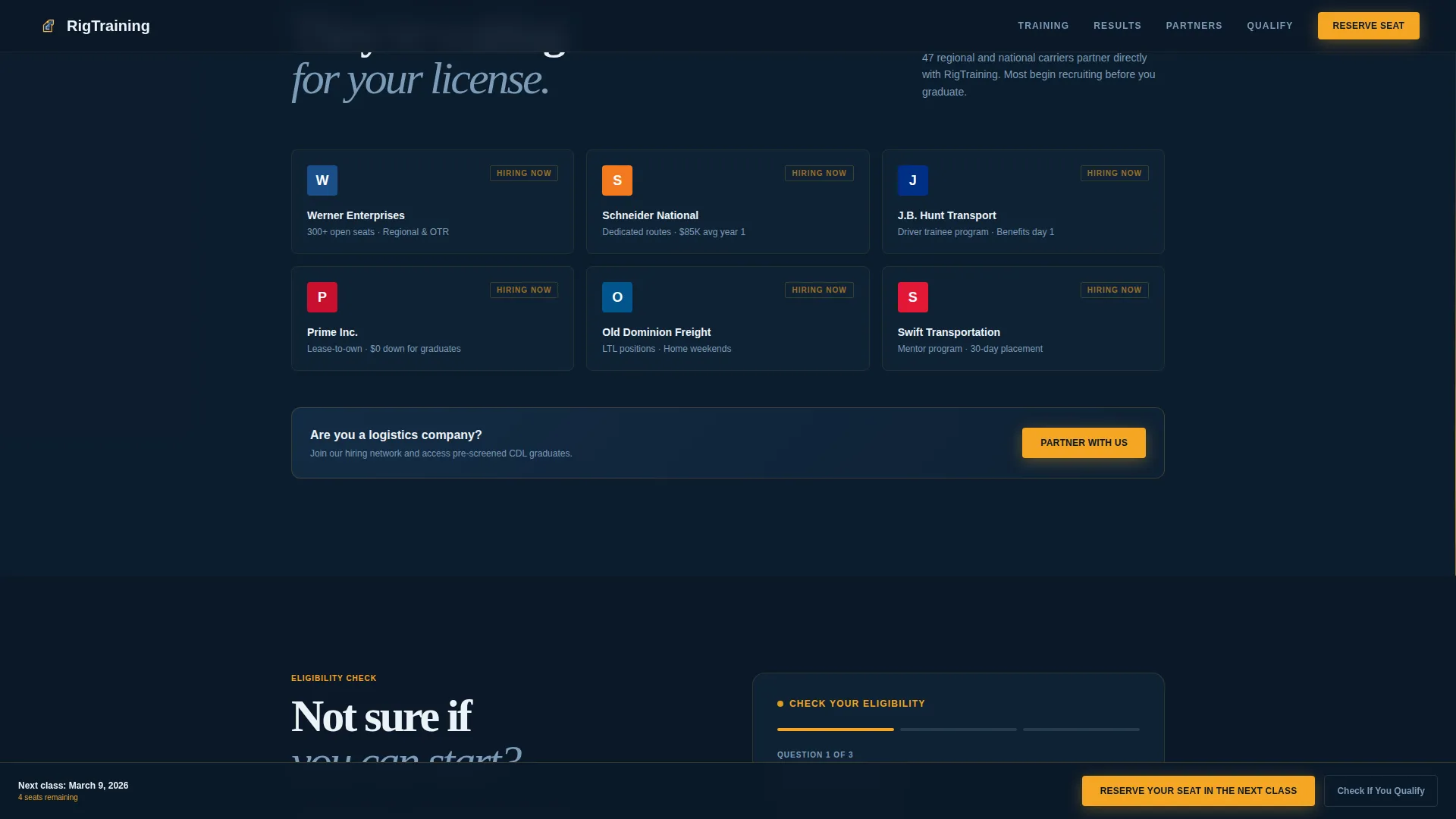 CDL Training School Landing Page Template