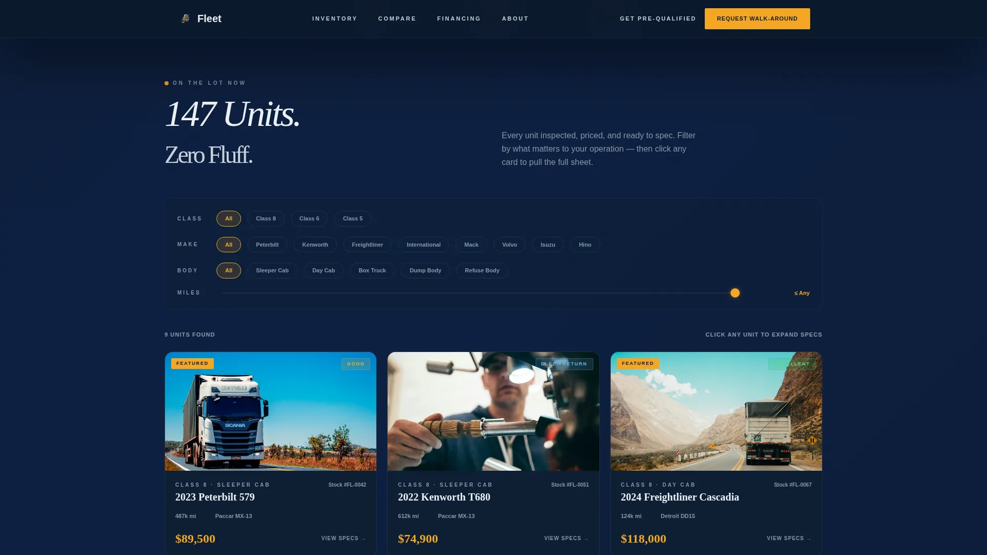 Commercial Truck Dealer Gallery Landing Page Template