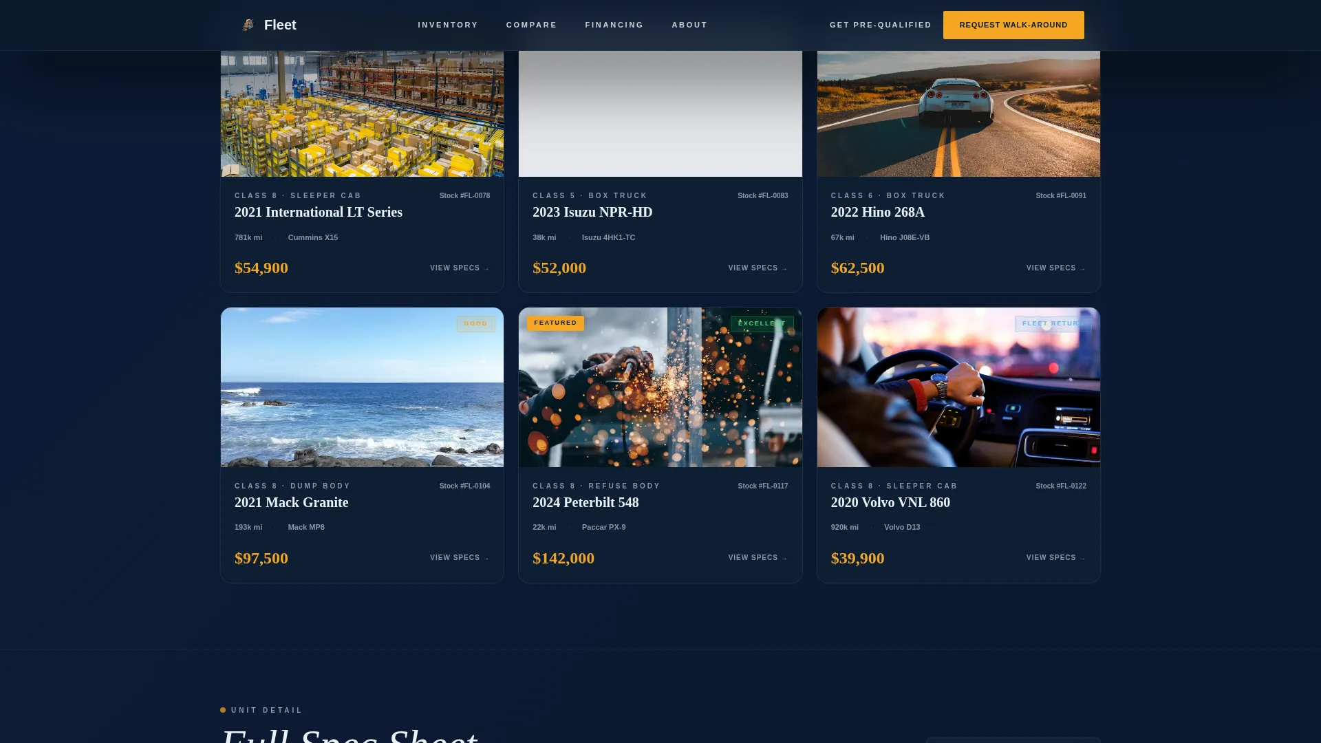 Commercial Truck Dealer Gallery Landing Page Template