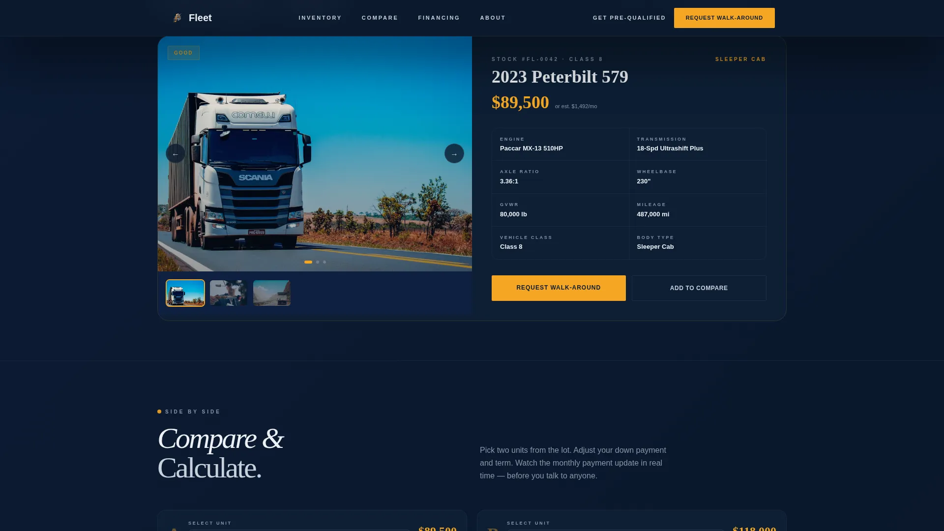 Commercial Truck Dealer Gallery Landing Page Template