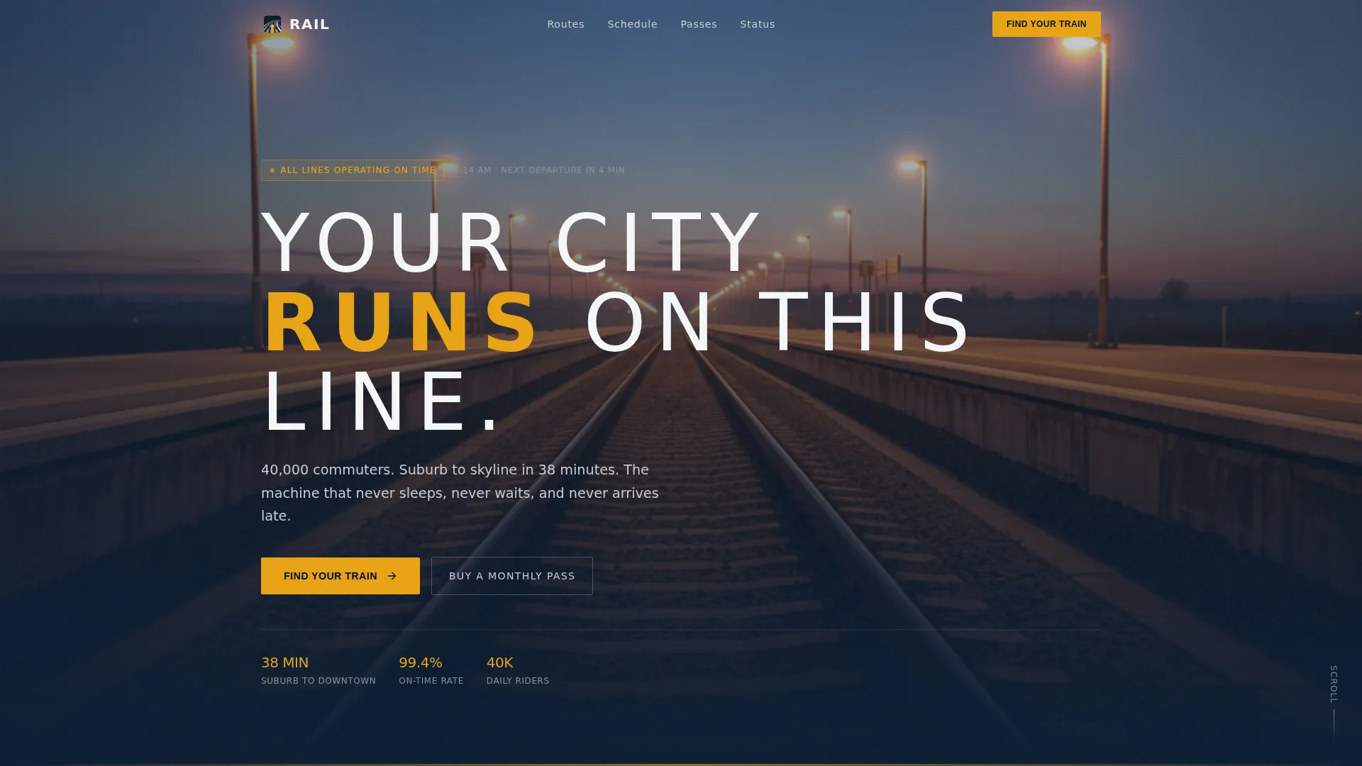 Commuter Rail Service Landing Page Template