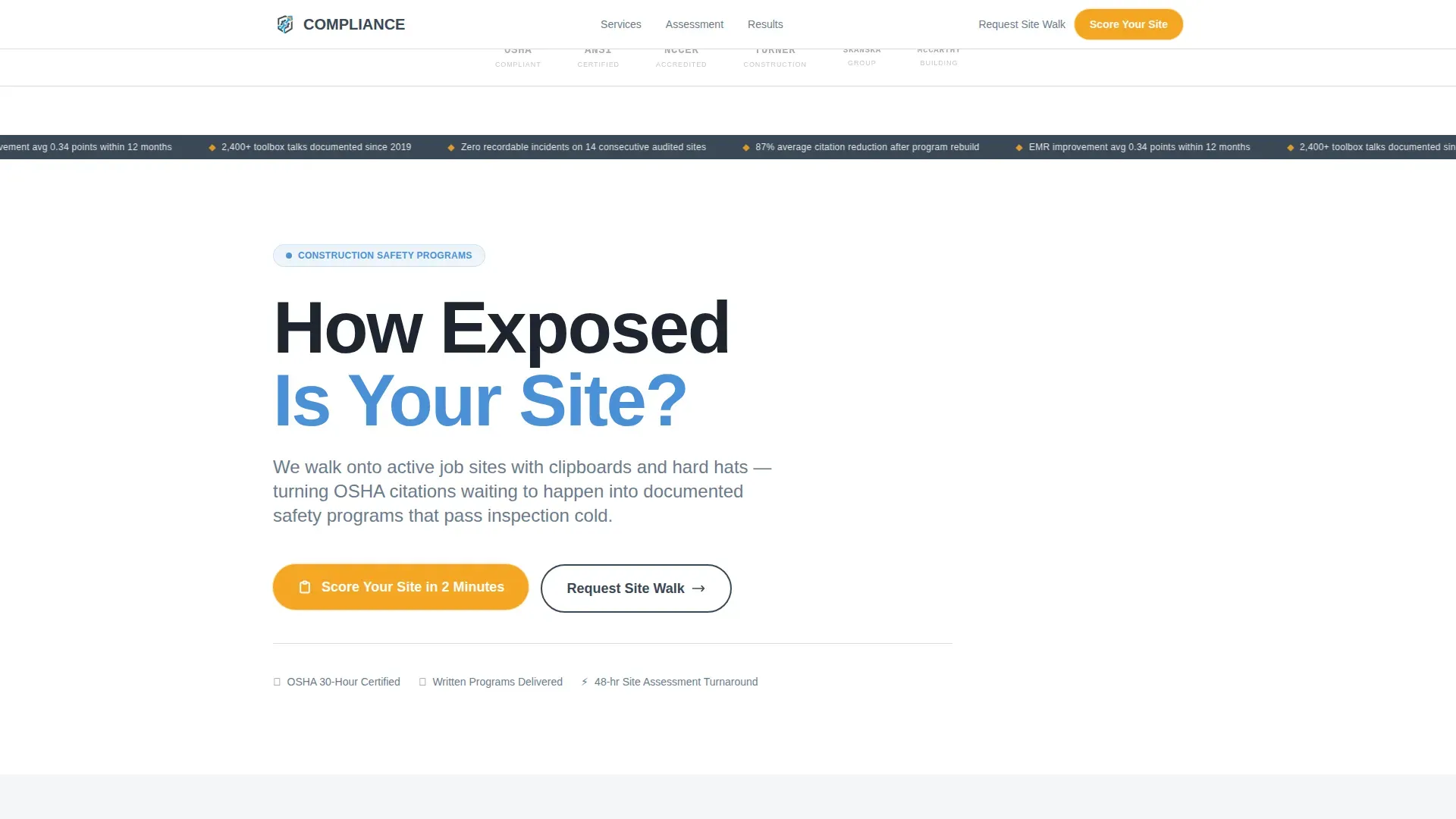 Certified Construction Safety | Free Website Template | Rocket