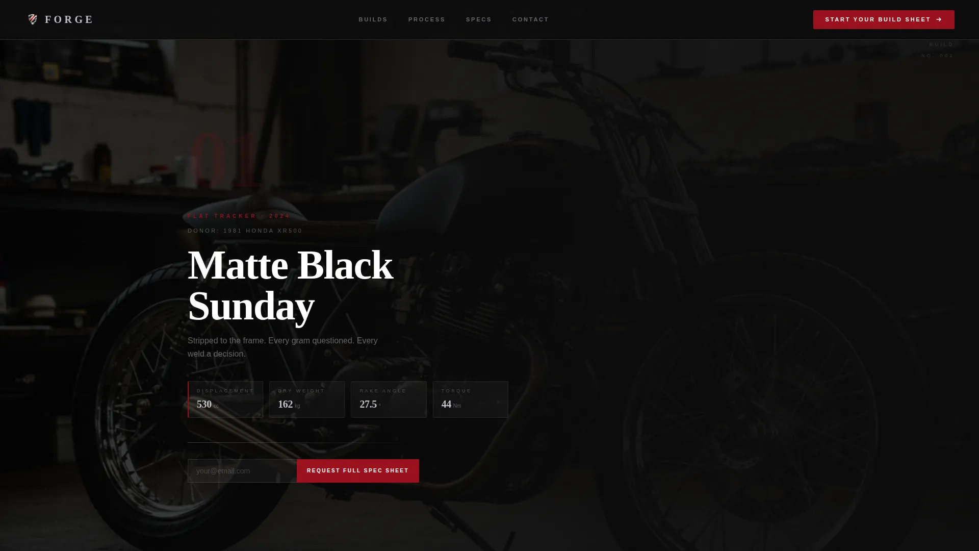 Custom Motorcycle Builder Landing Page Template