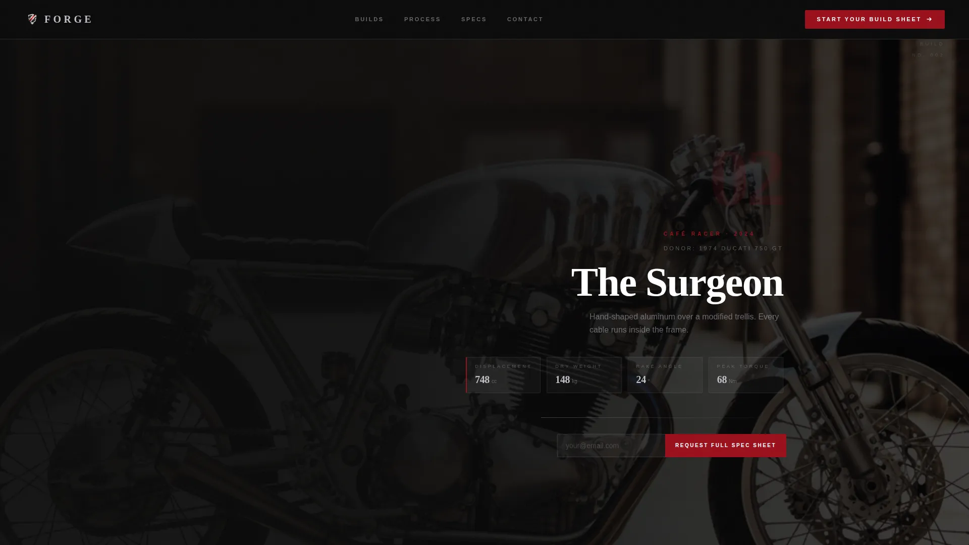 Custom Motorcycle Builder Landing Page Template