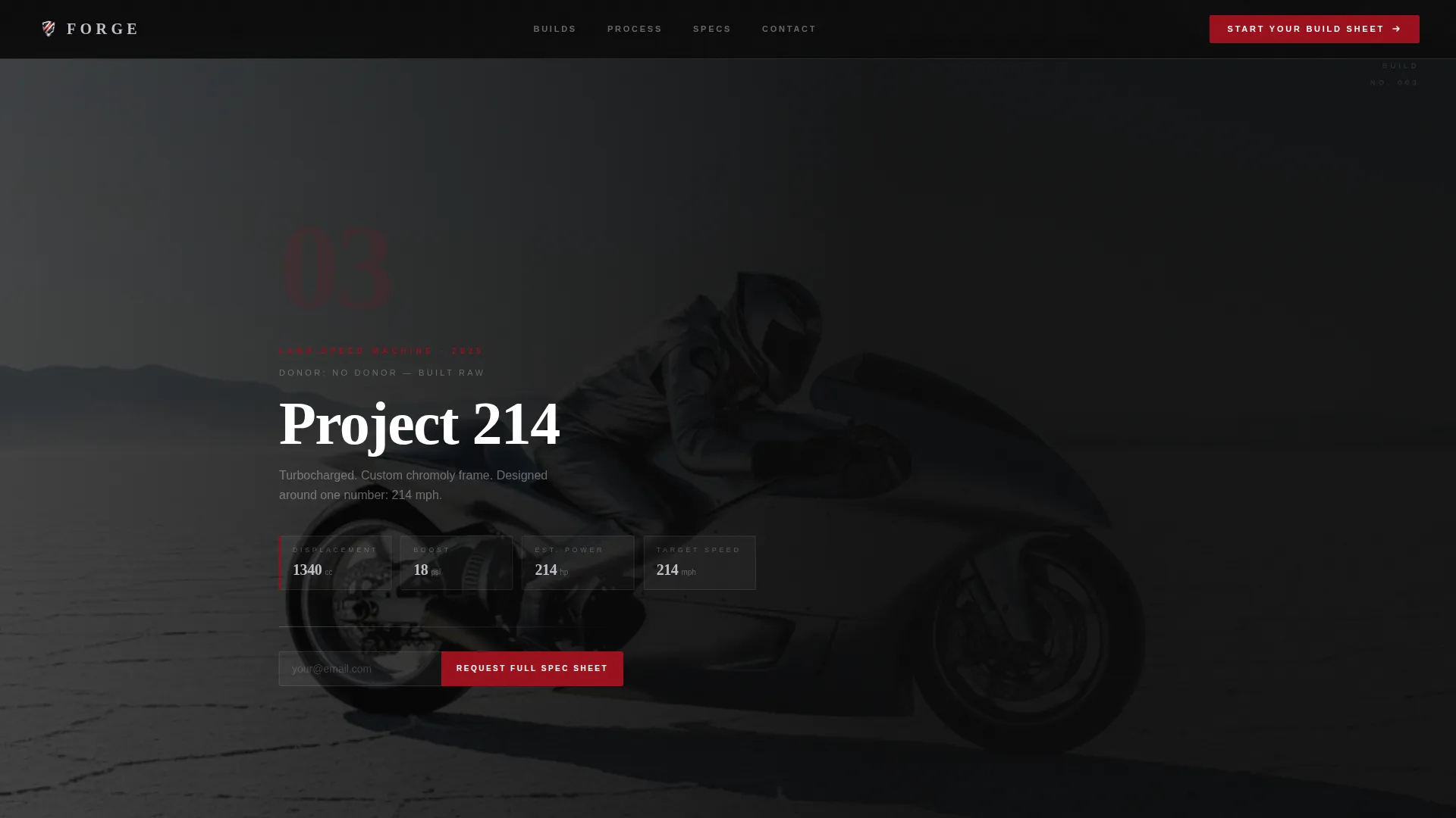Custom Motorcycle Builder Landing Page Template