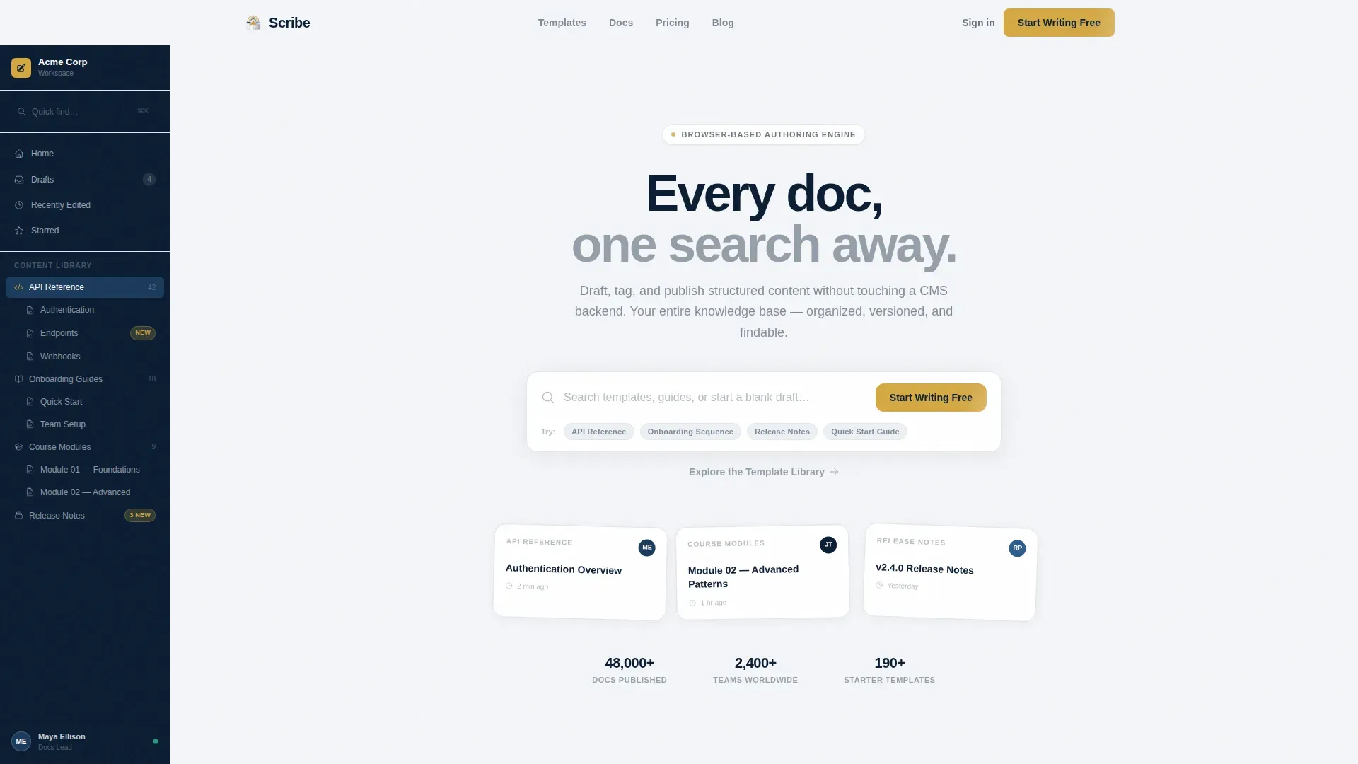 Content Authoring Tool Landing Page Template