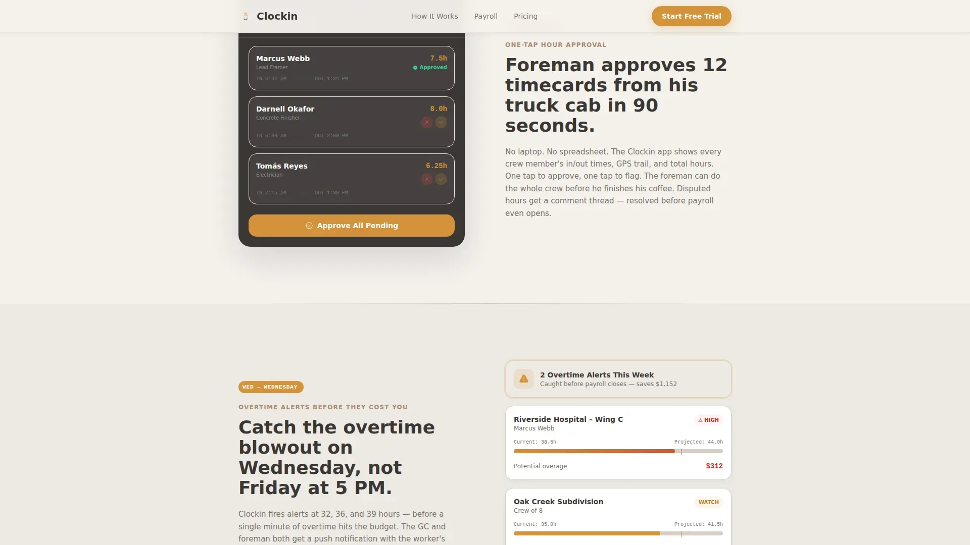 Contractor Payroll Tracking Landing Page Template