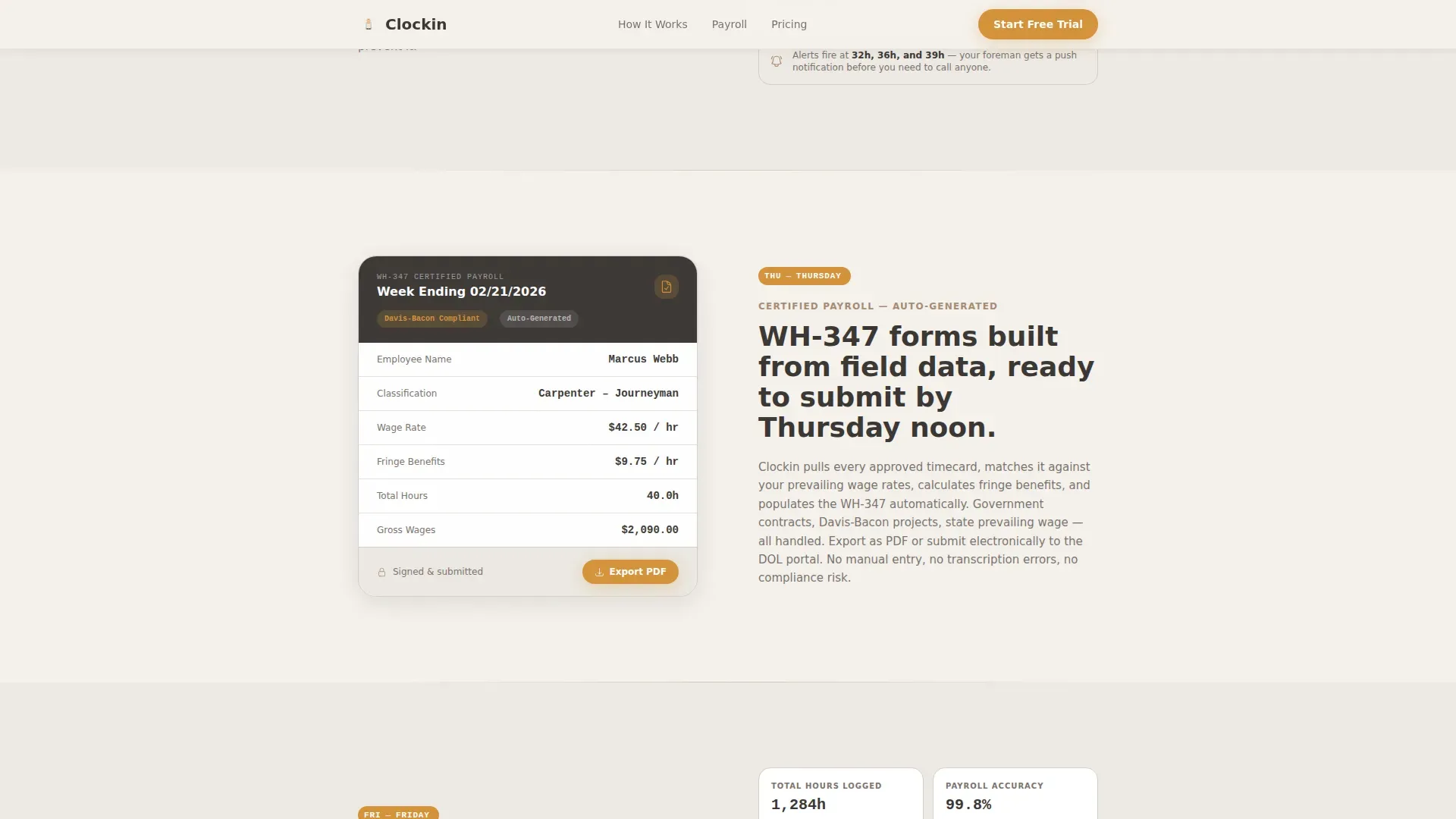 Contractor Payroll Tracking Landing Page Template
