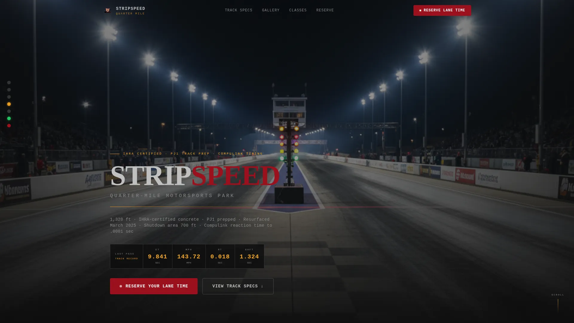 Drag Racing Strip Landing Page Template