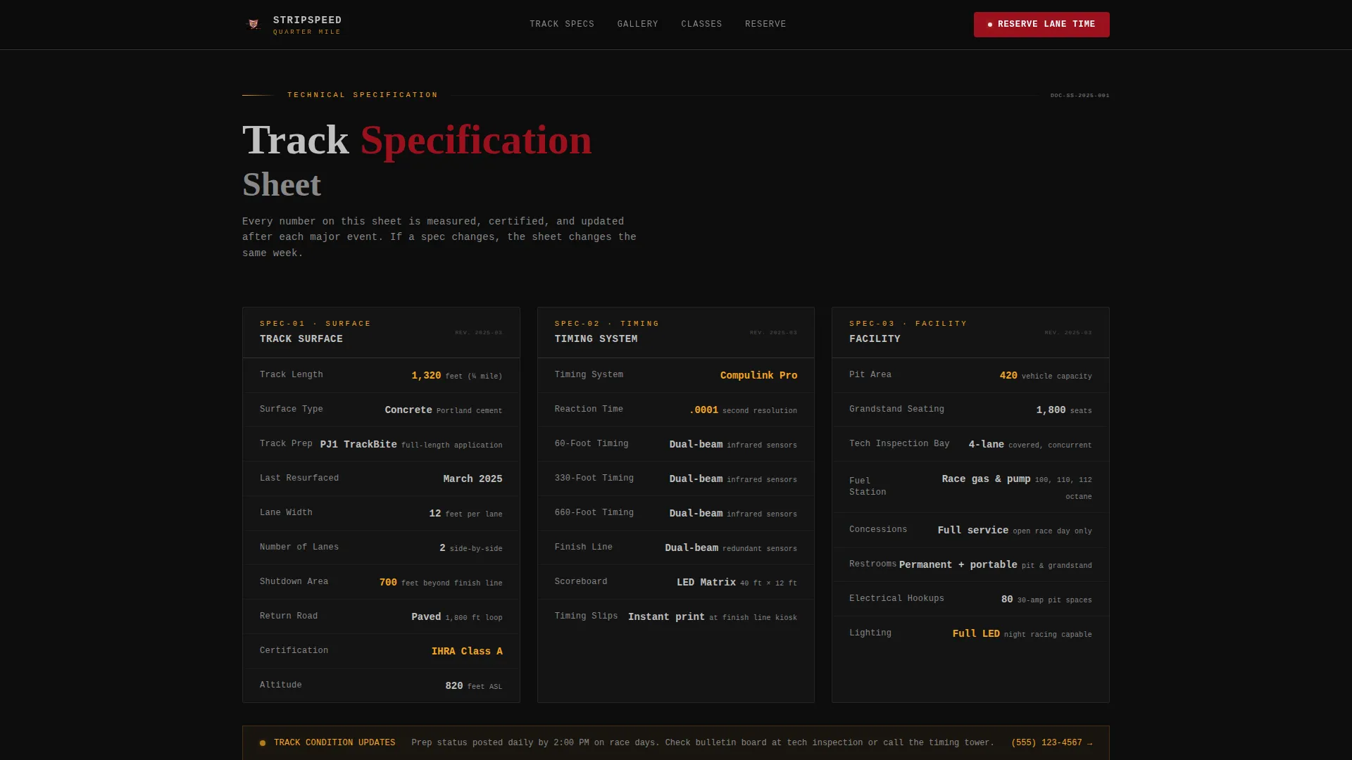 Drag Racing Strip Landing Page Template