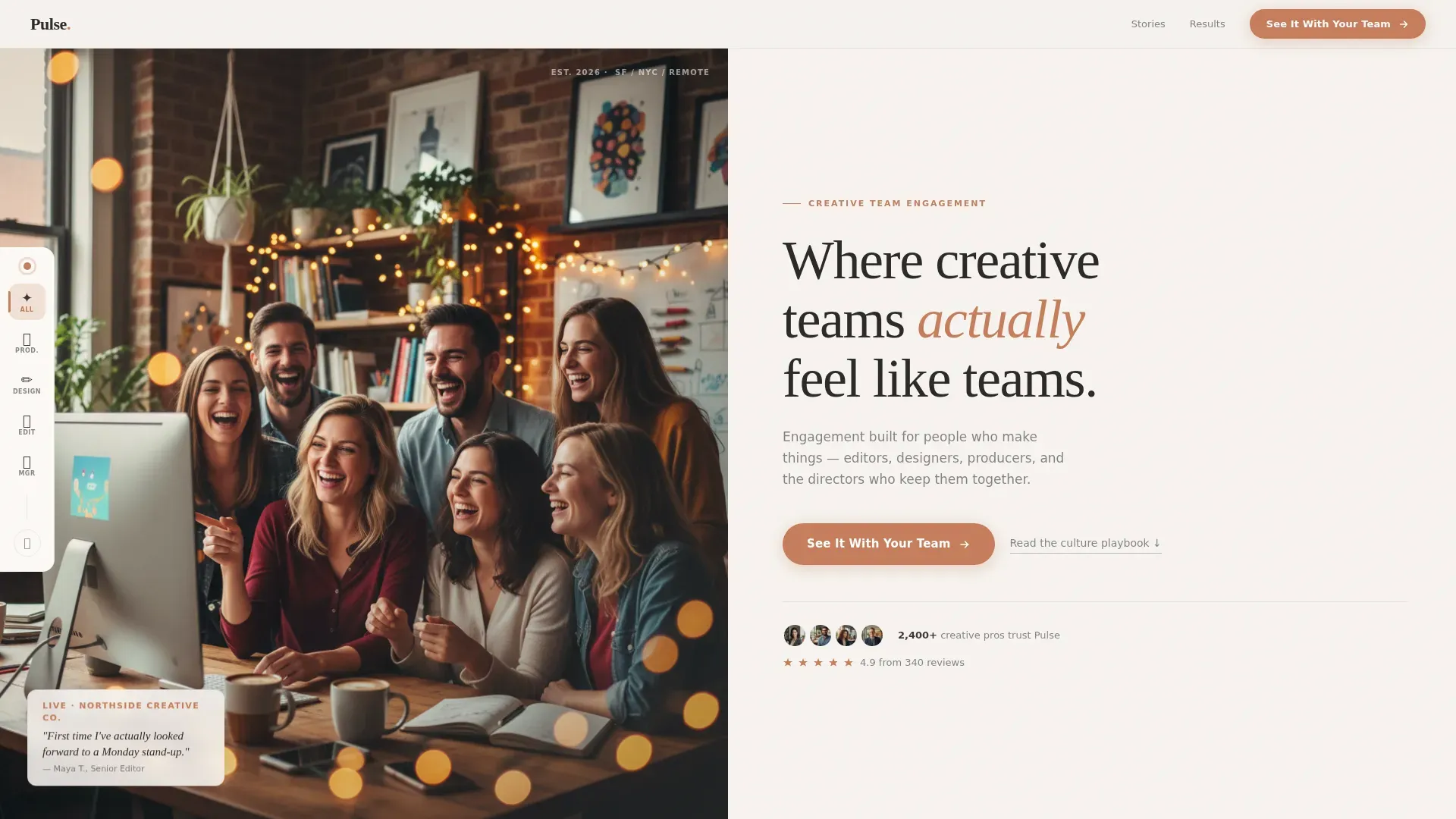 Team Engagement Platform | Free Website Template | Rocket