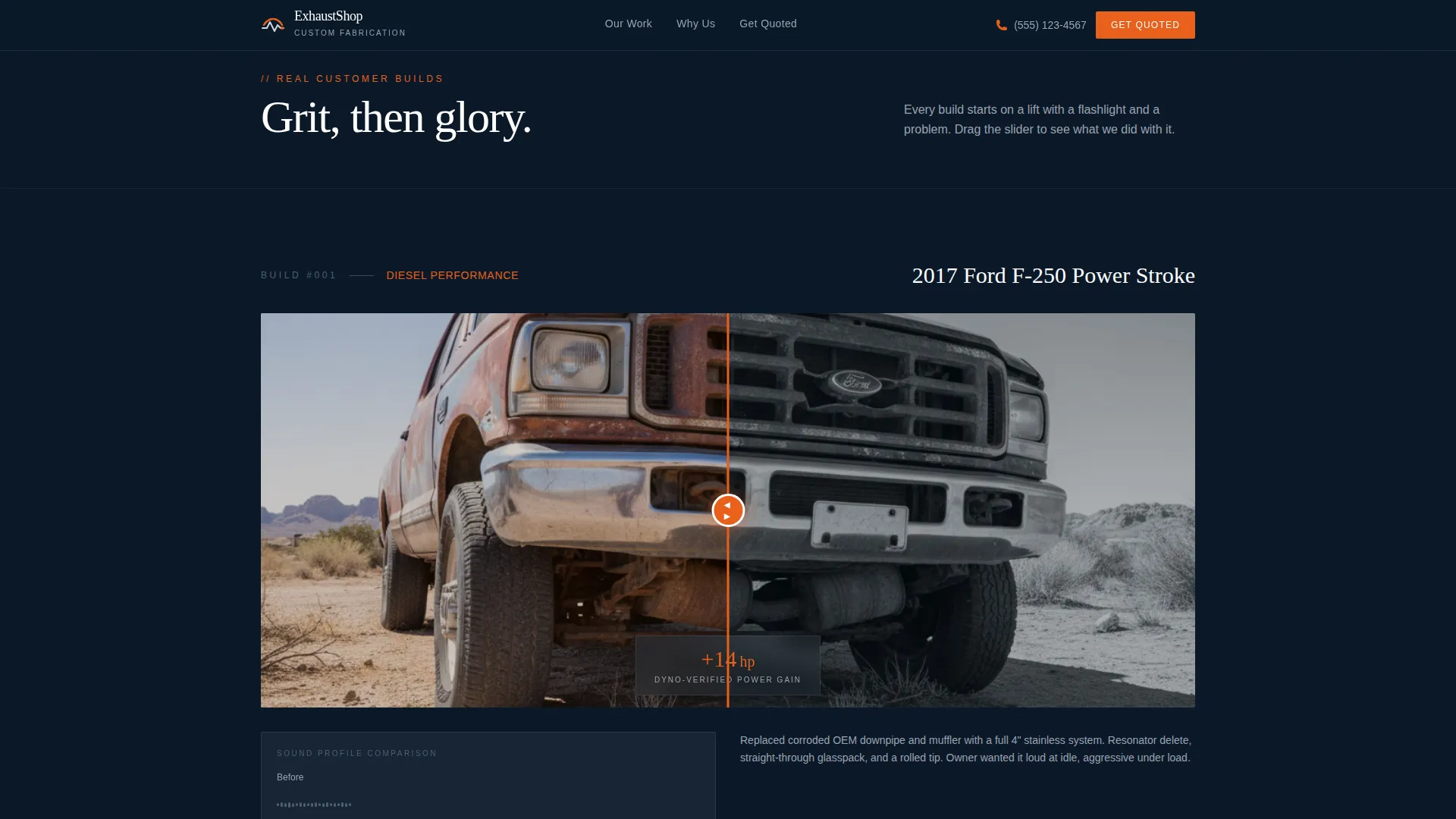 Bold Exhaust Shop Landing Page Template