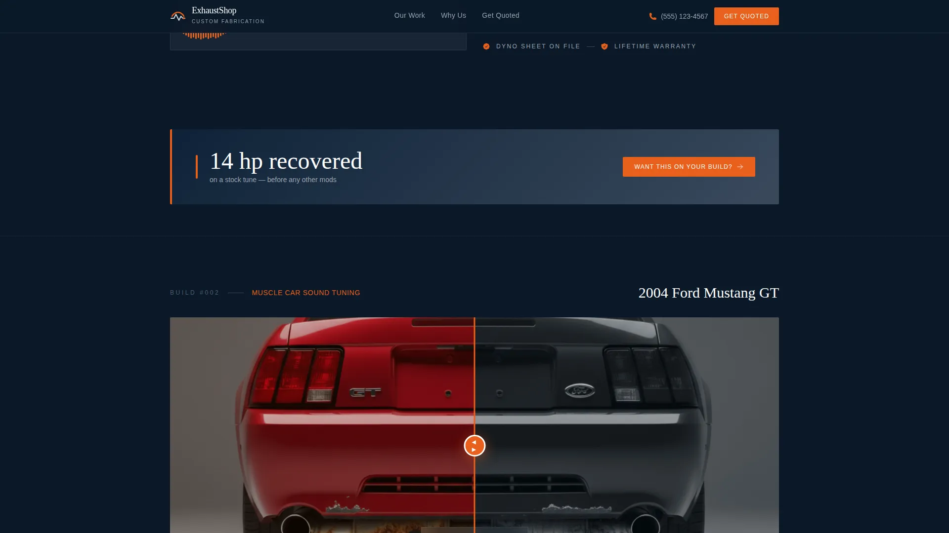 Bold Exhaust Shop Landing Page Template