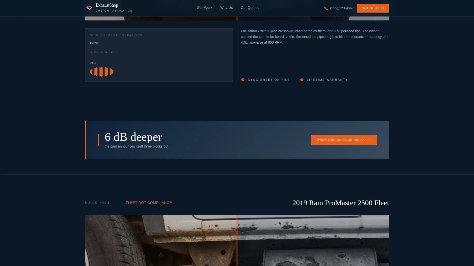 Bold Exhaust Shop Landing Page Template