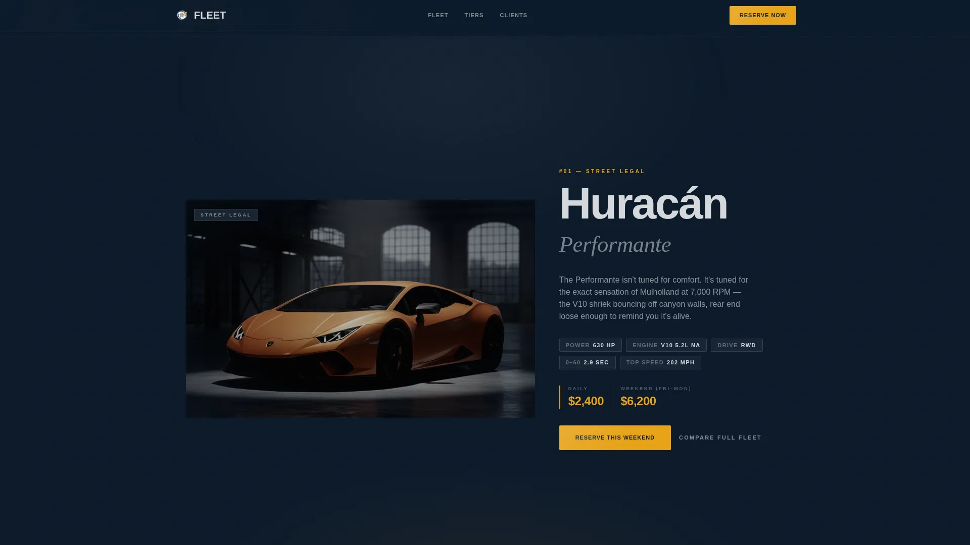 Exotic Car Rental Landing Page Template