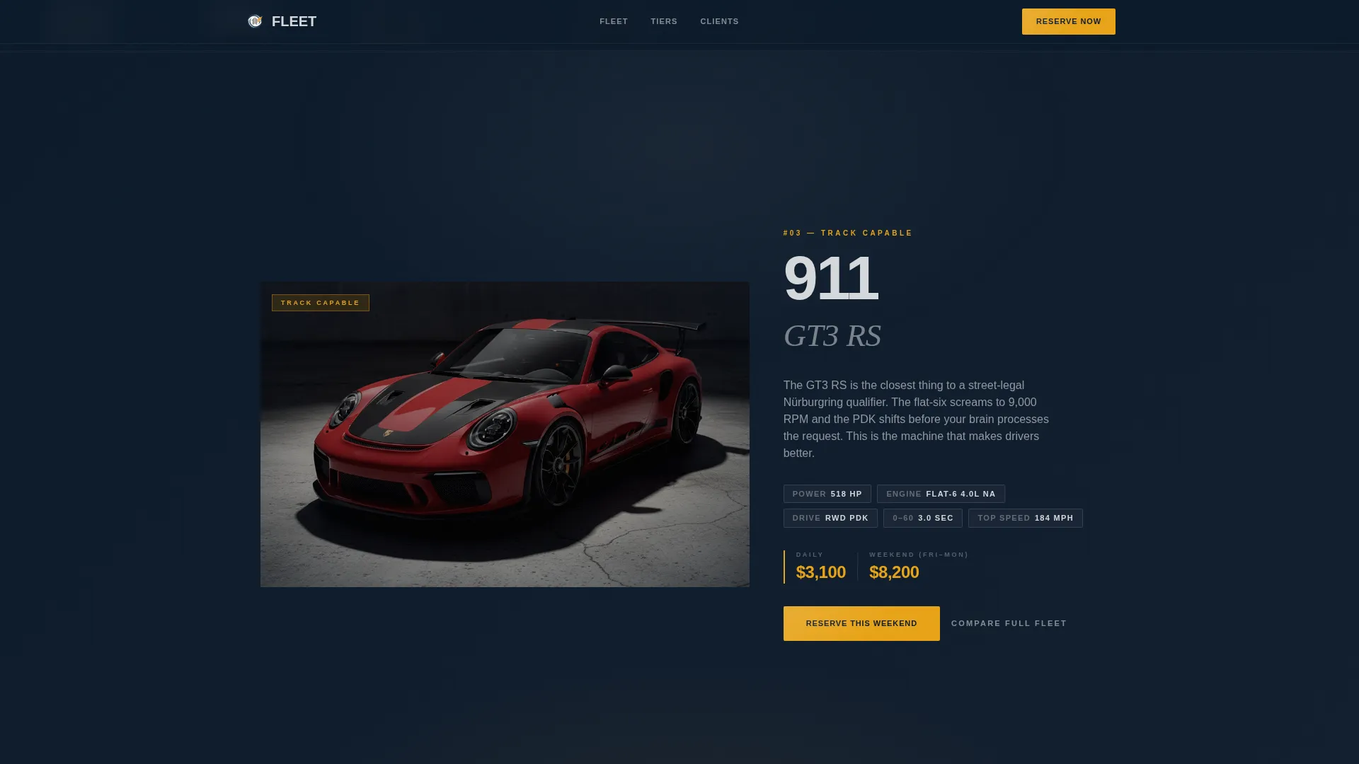 Exotic Car Rental Landing Page Template