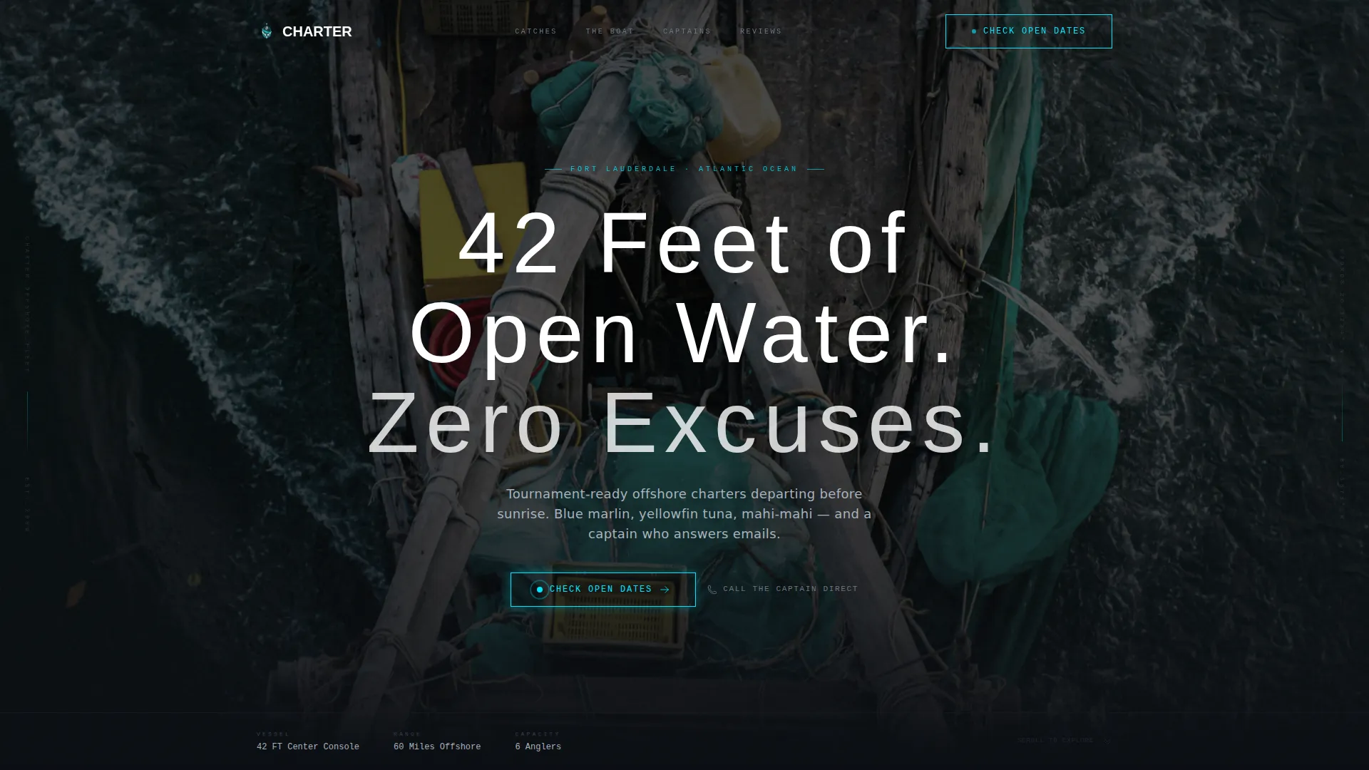 Fishing Boat Landing Page Template | Tech Glass Design