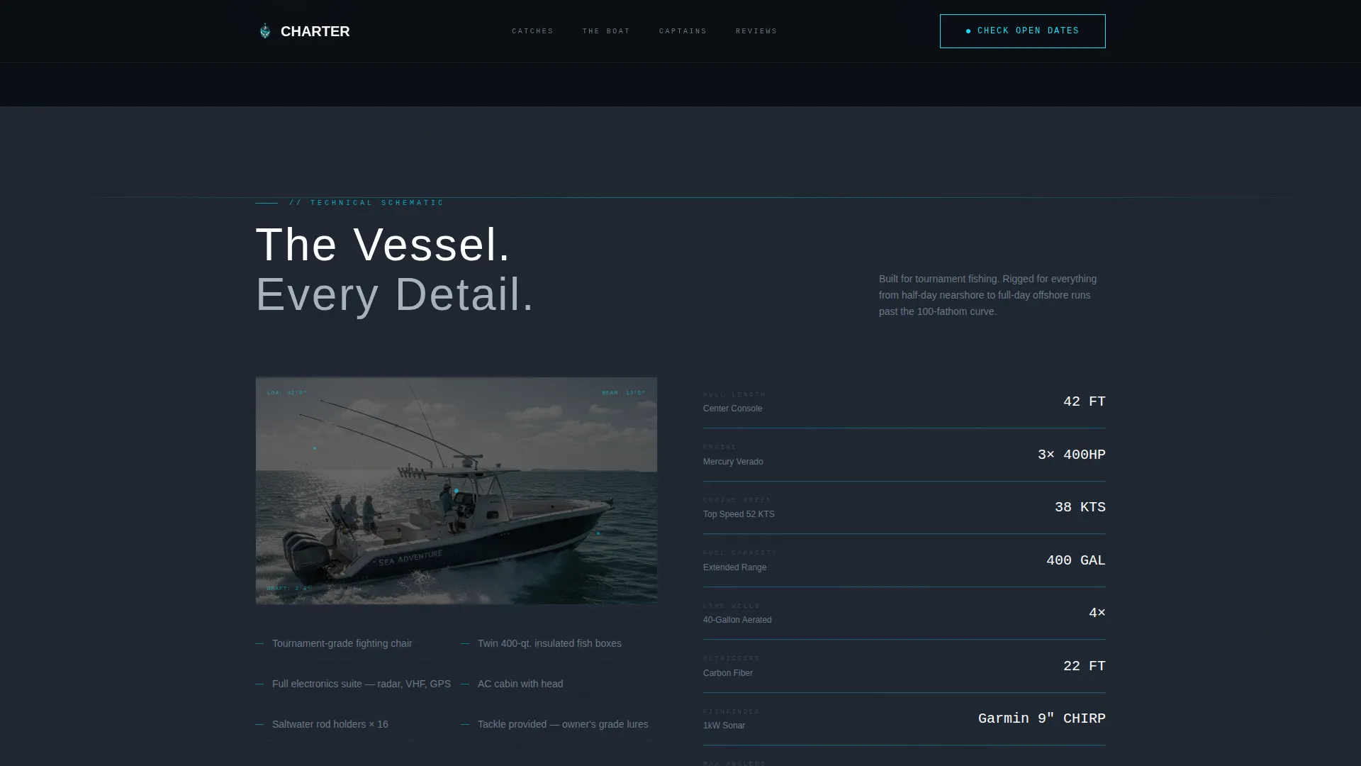 Fishing Boat Landing Page Template | Tech Glass Design
