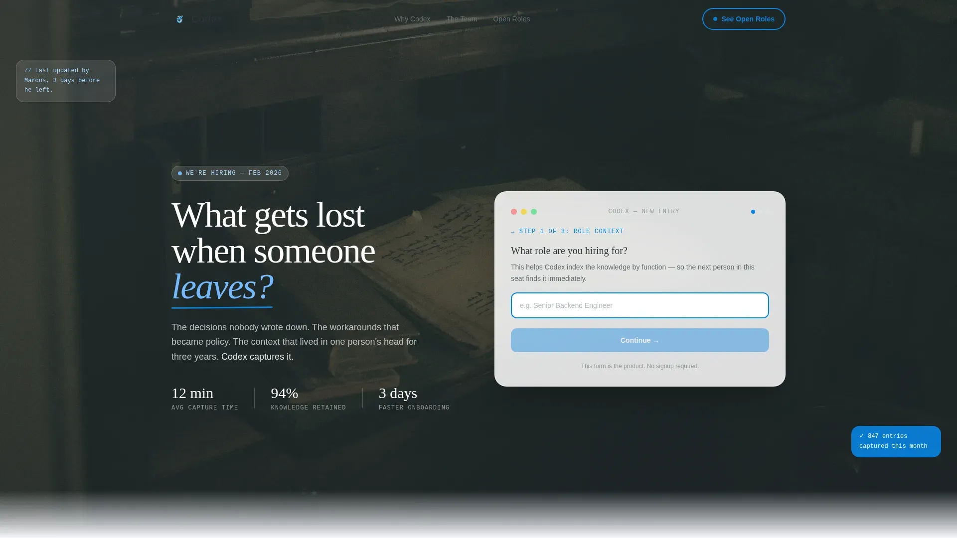 Institutional Knowledge Capture Recruitment Landing Page Template