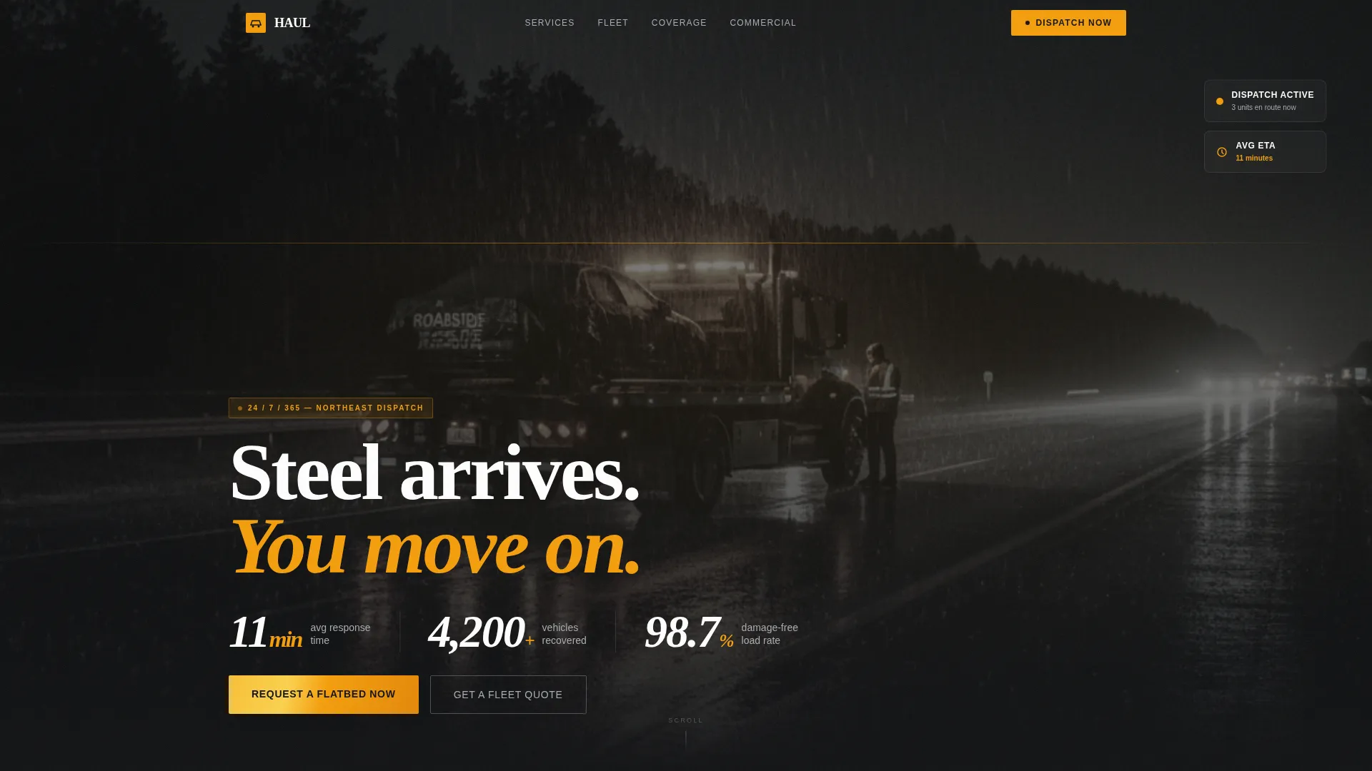 Flatbed Towing Service Landing Page Template