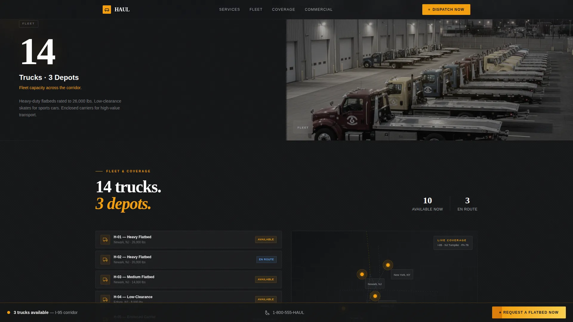 Flatbed Towing Service Landing Page Template