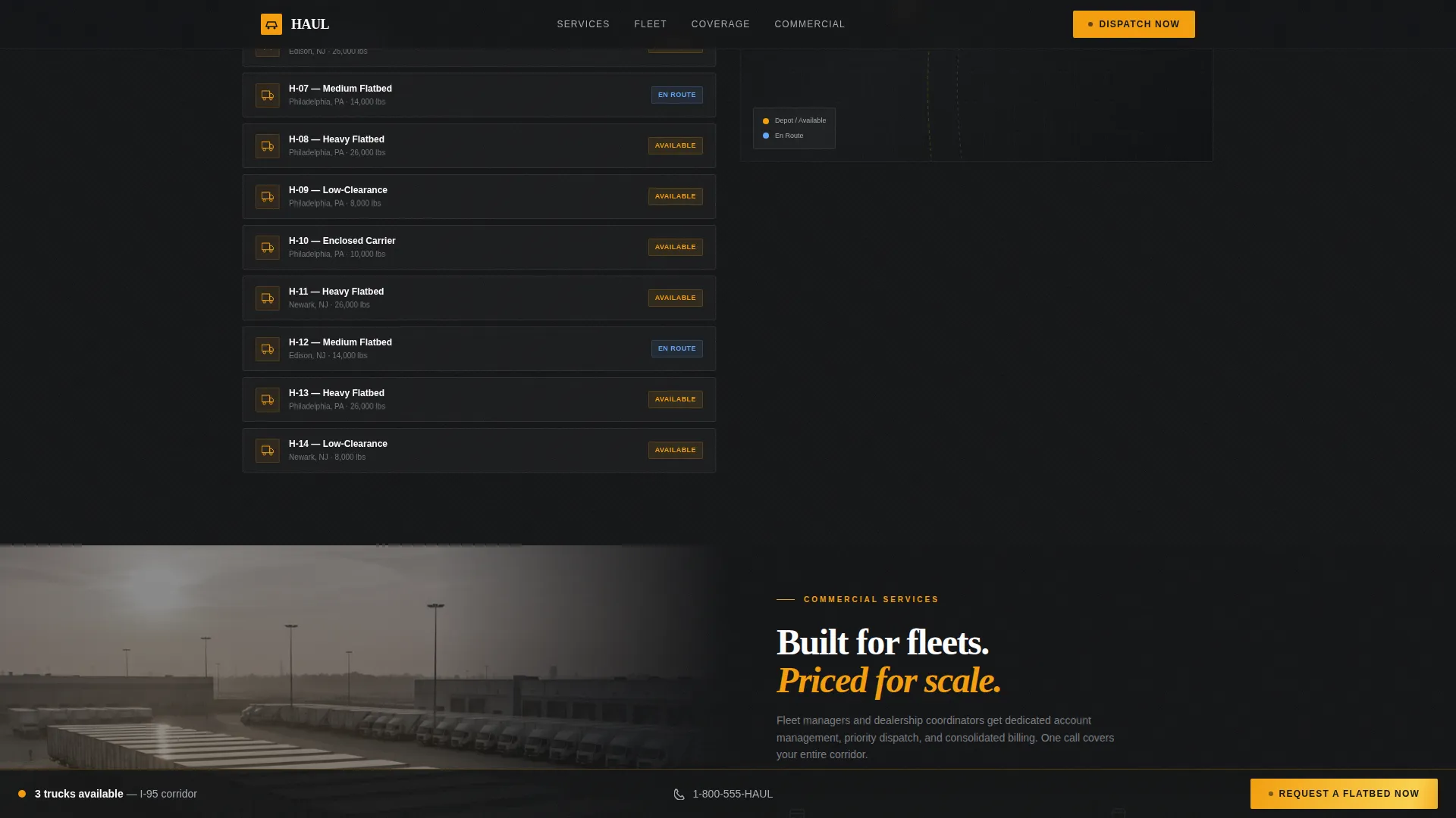 Flatbed Towing Service Landing Page Template