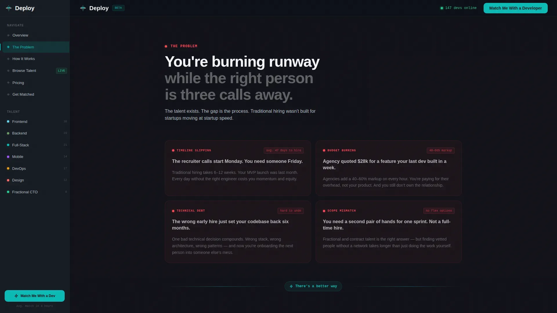 Startup Velocity Developer Marketplace Landing Page
