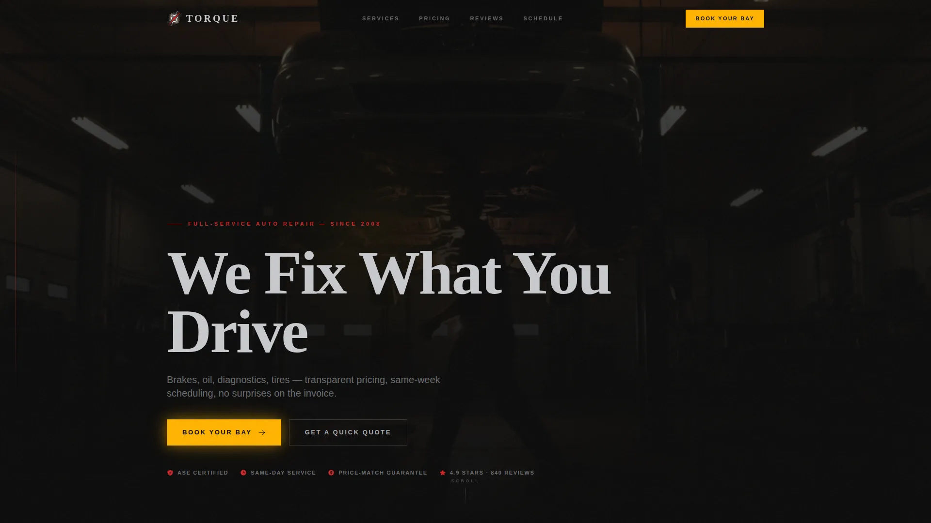 Industrial Auto Repair Shop Landing Page Template
