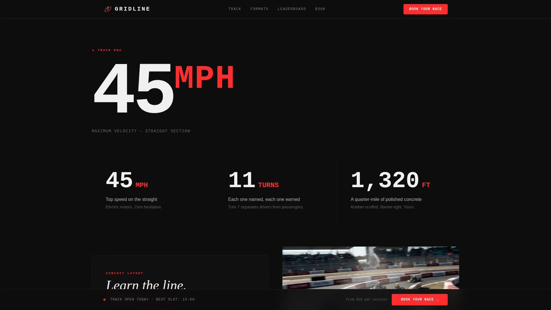 Go-Kart Racing Track Landing Page Template