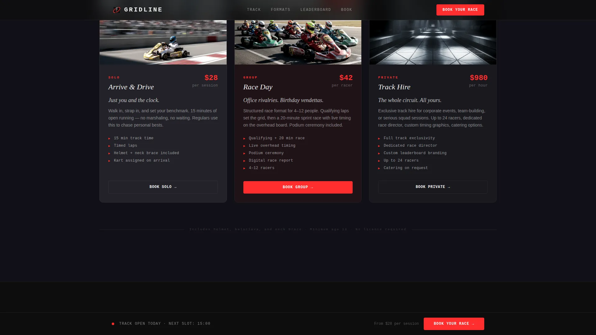 Go-Kart Racing Track Landing Page Template