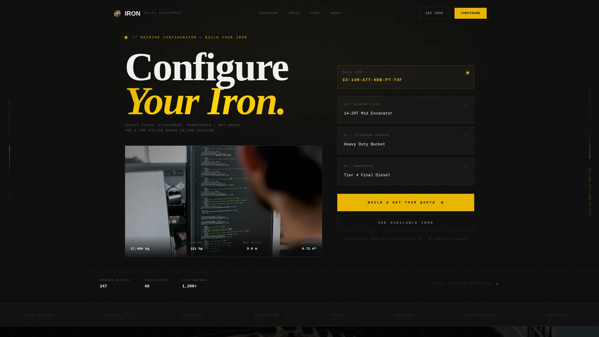 Heavy Equipment Dealer Landing Page Template