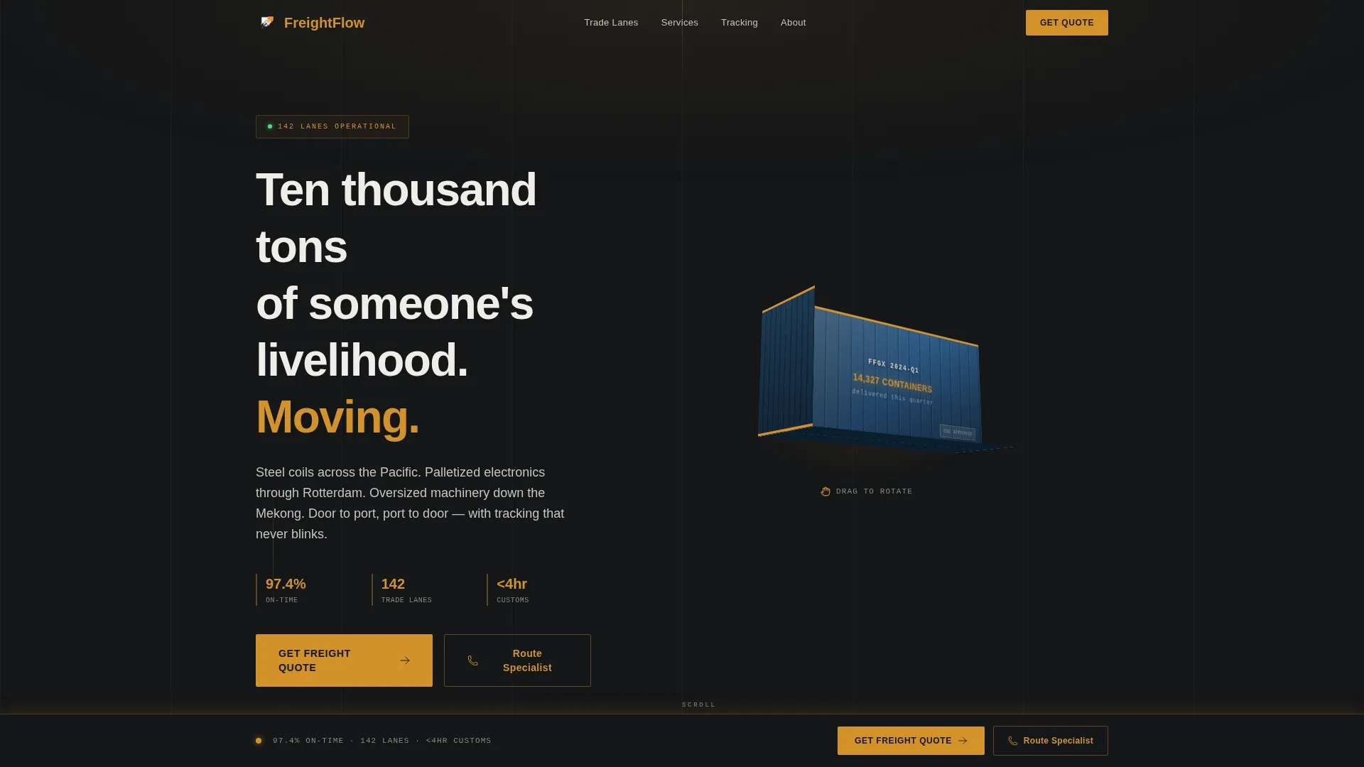 International Freight Shipping Landing Page Template